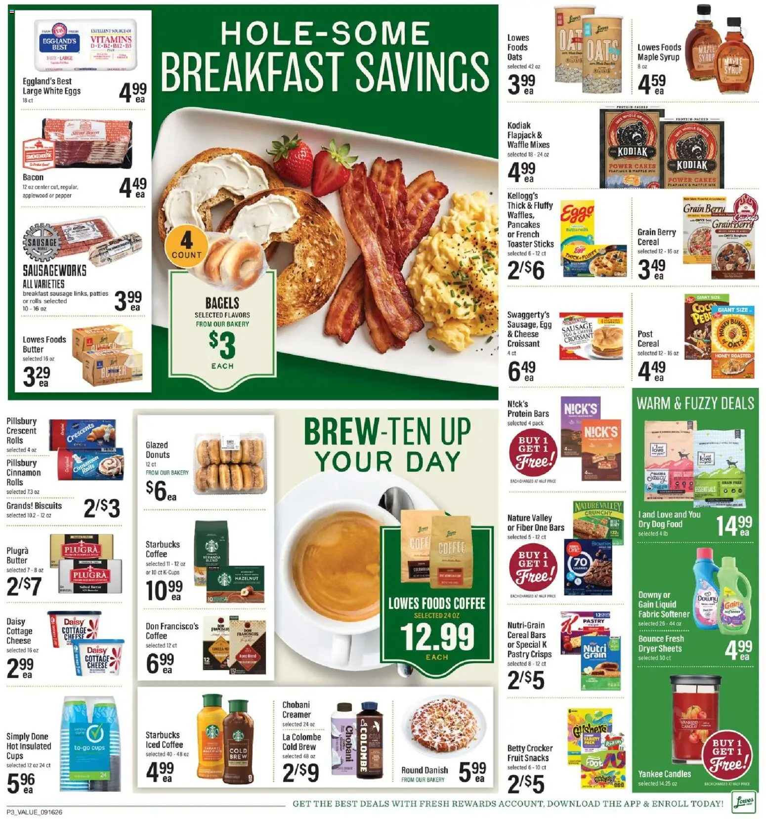 Lowes Foods Weekly Ad - valid from 09/16/2026 | Page: 4 | Products: Candles, Croissant, Coffee, Iced coffee