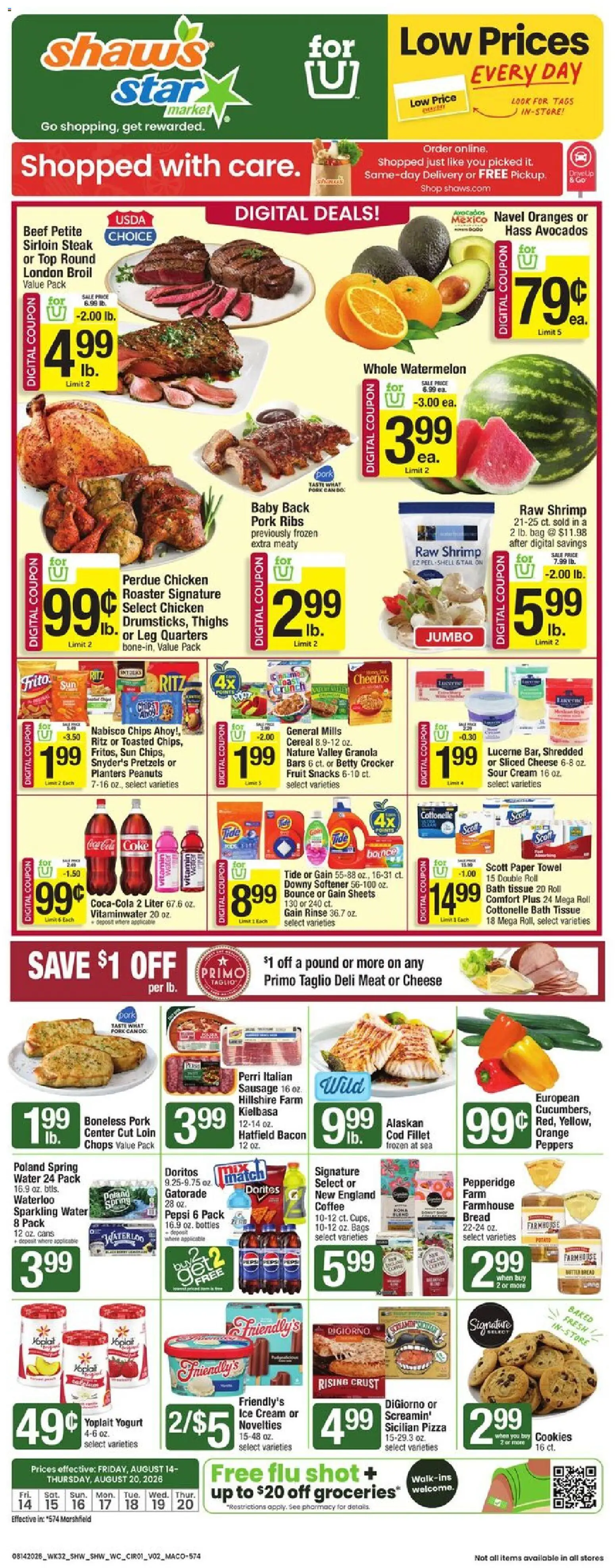 Star Market Weekly Ad - MA - valid from 08/14/2026 | Page: 1 | Products: Bath, Chicken, Beef, Sausage