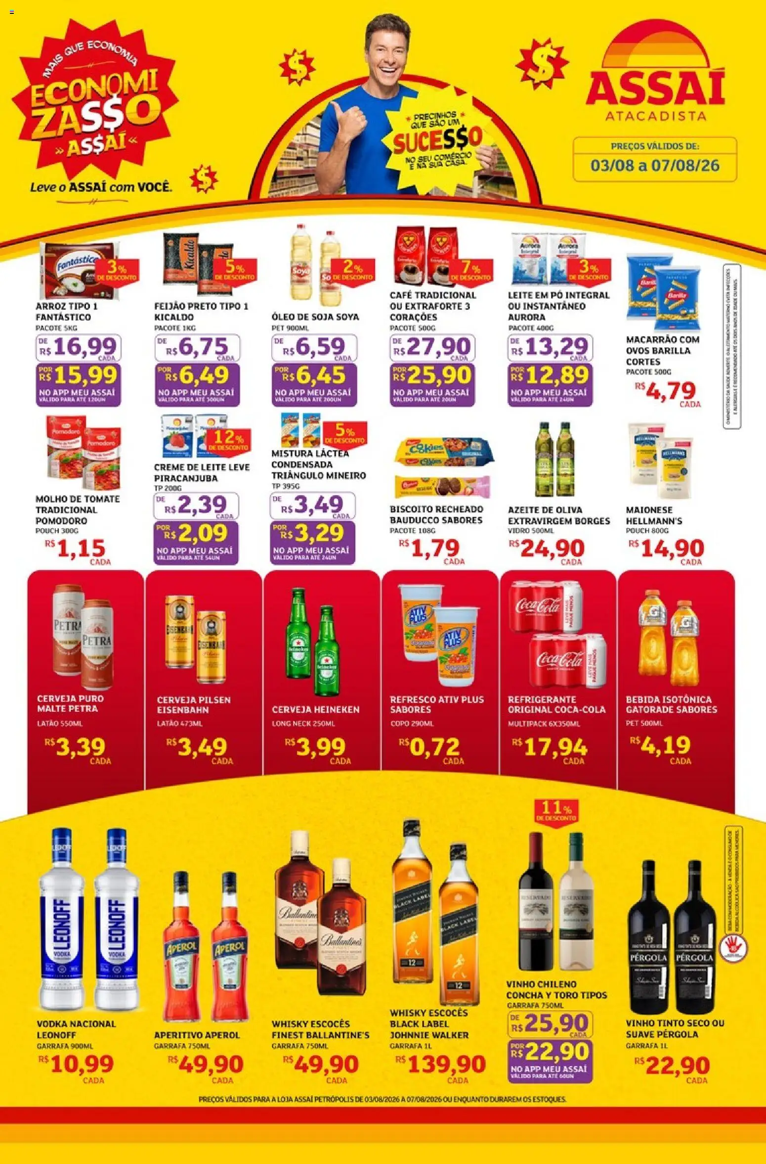 Assaí Atacadista Folheto - válido de 03/08/2026 | Página: 1 | Produtos: Ovos, Cerveja, Cerveja Heineken, Vodka