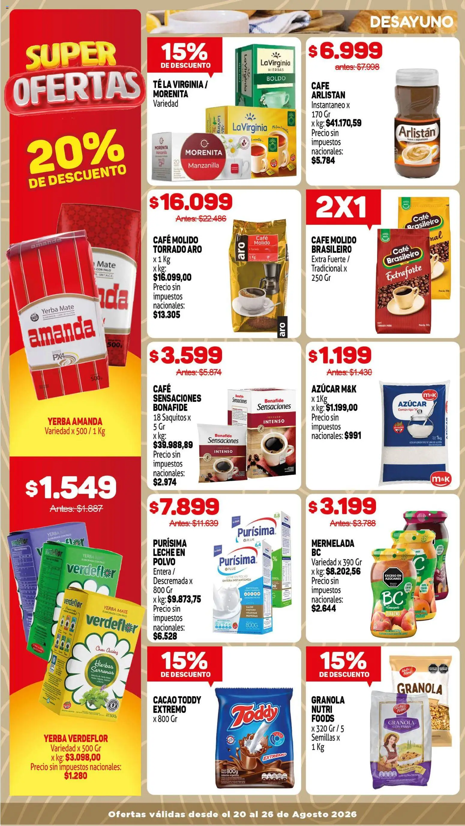 Makro ofertas │ válido desde el 20/08/2026 | Página: 9 | Productos: Mate, Leche, Café, Mermelada