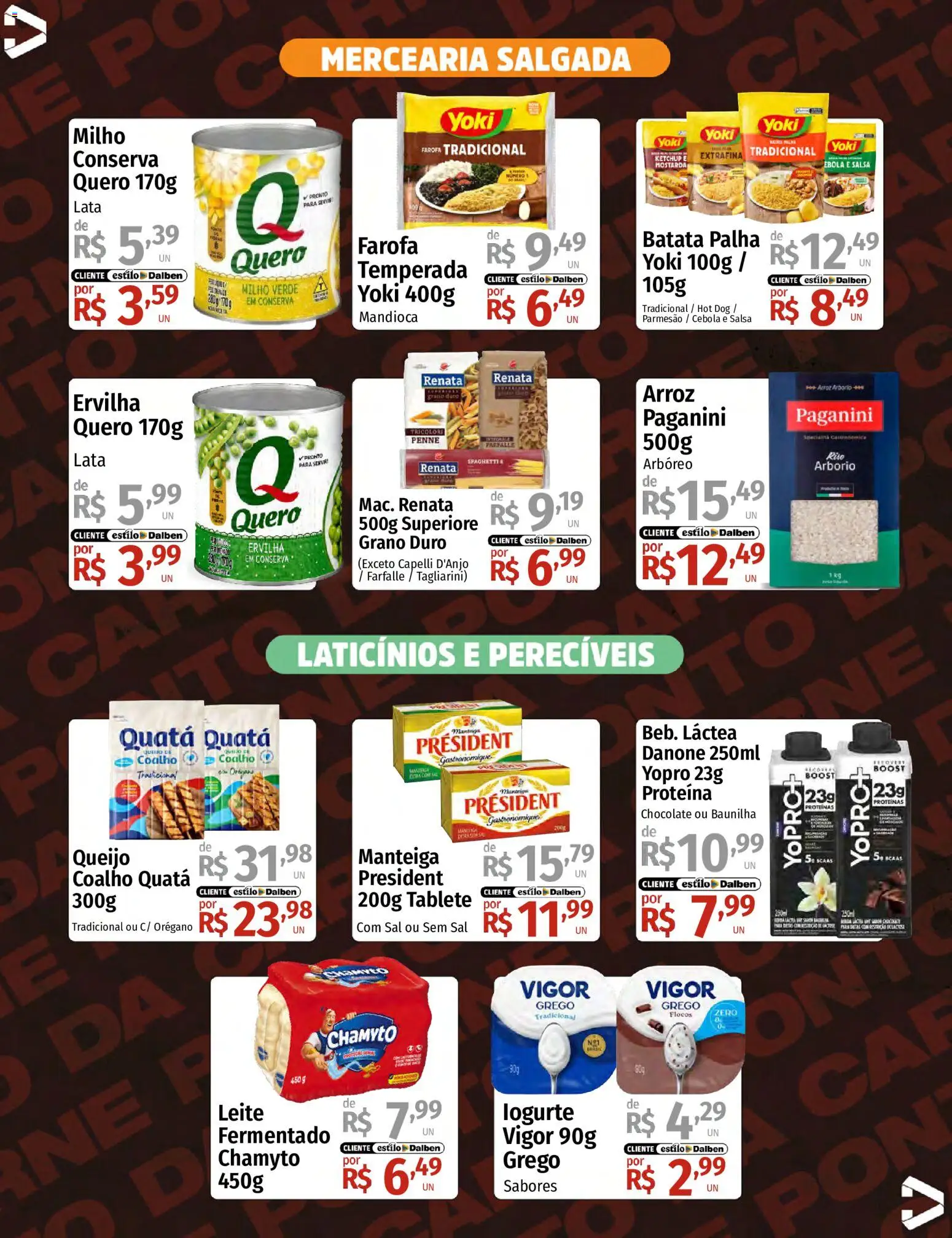 Supermercado Dalben Folheto - válido de 08/07/2026 | Página: 3 | Produtos: Manteiga, Arroz, Batata, Farofa