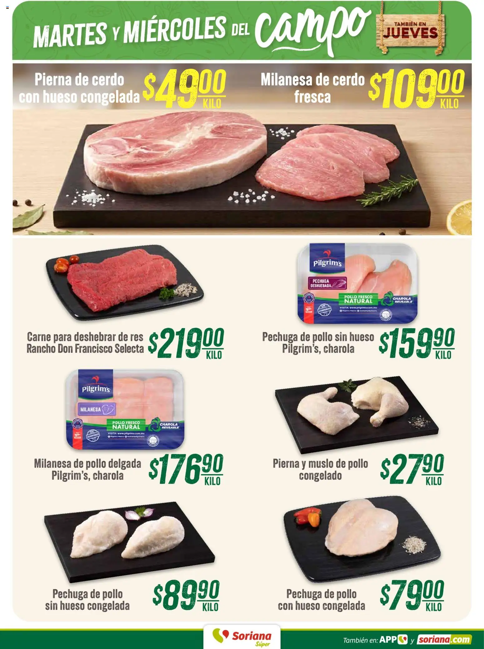 Nuevas ofertas de Soriana válidas en toda la República Mexicana desde el 11/08/2026. ¡Encuentra las mejores ofertas en Soriana Martes y Miércoles del Campo Súper: Juárez! | Página: 3 | Productos: Milanesa, Cerdo, Res, Carne