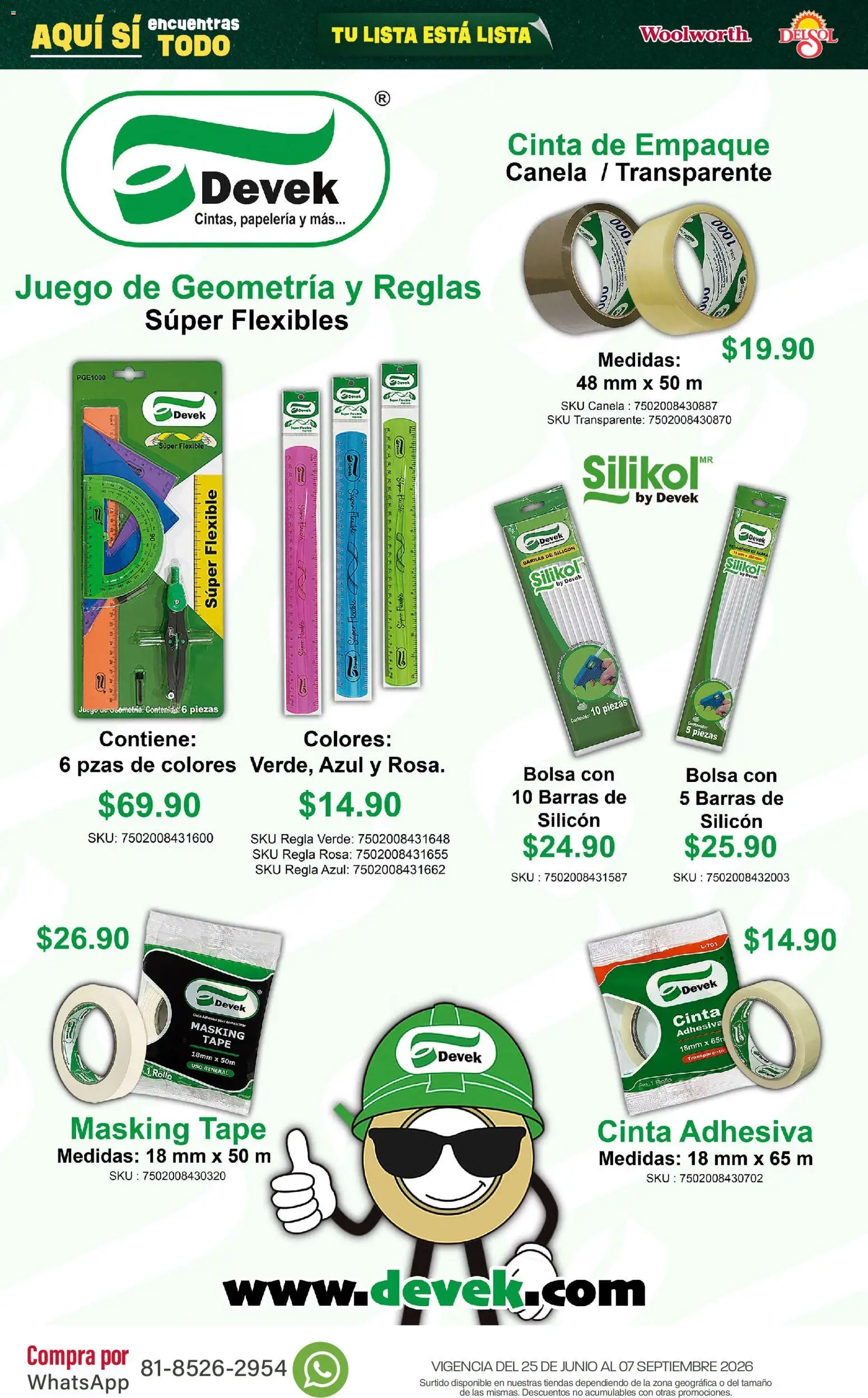 Nuevas ofertas de Del Sol y Woolworth válidas en toda la República Mexicana desde el 25/06/2026. ¡Encuentra las mejores ofertas en Del Sol y Woolworth catálogo Back To School! | Página: 21 | Productos: Bolsa, Juego, Cinta, Barra