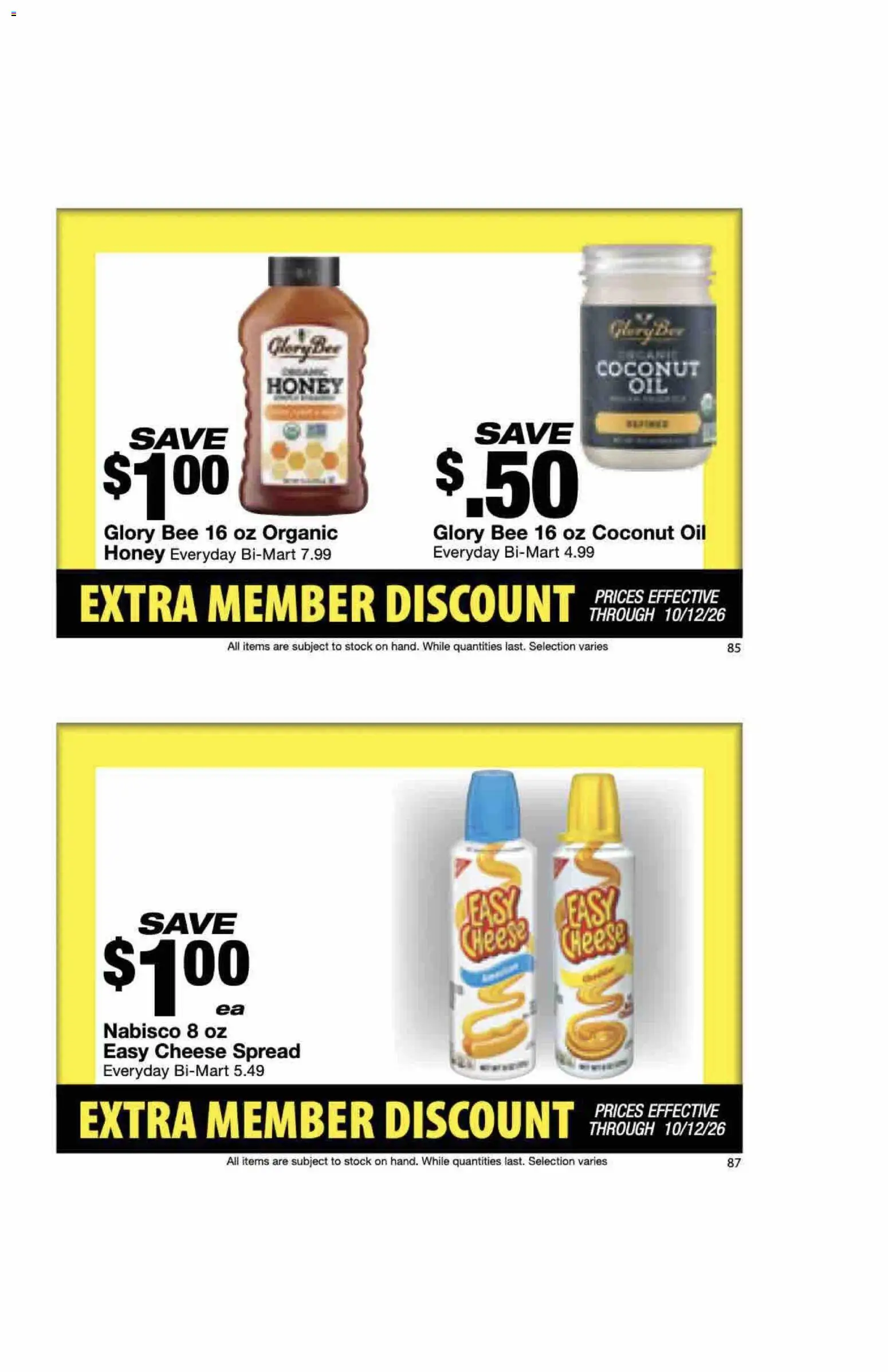 Bi-Mart Extra Member Discount Book - valid from 09/28/2026 | Page: 45 | Products: Spread, Honey, Cheese, Coconut