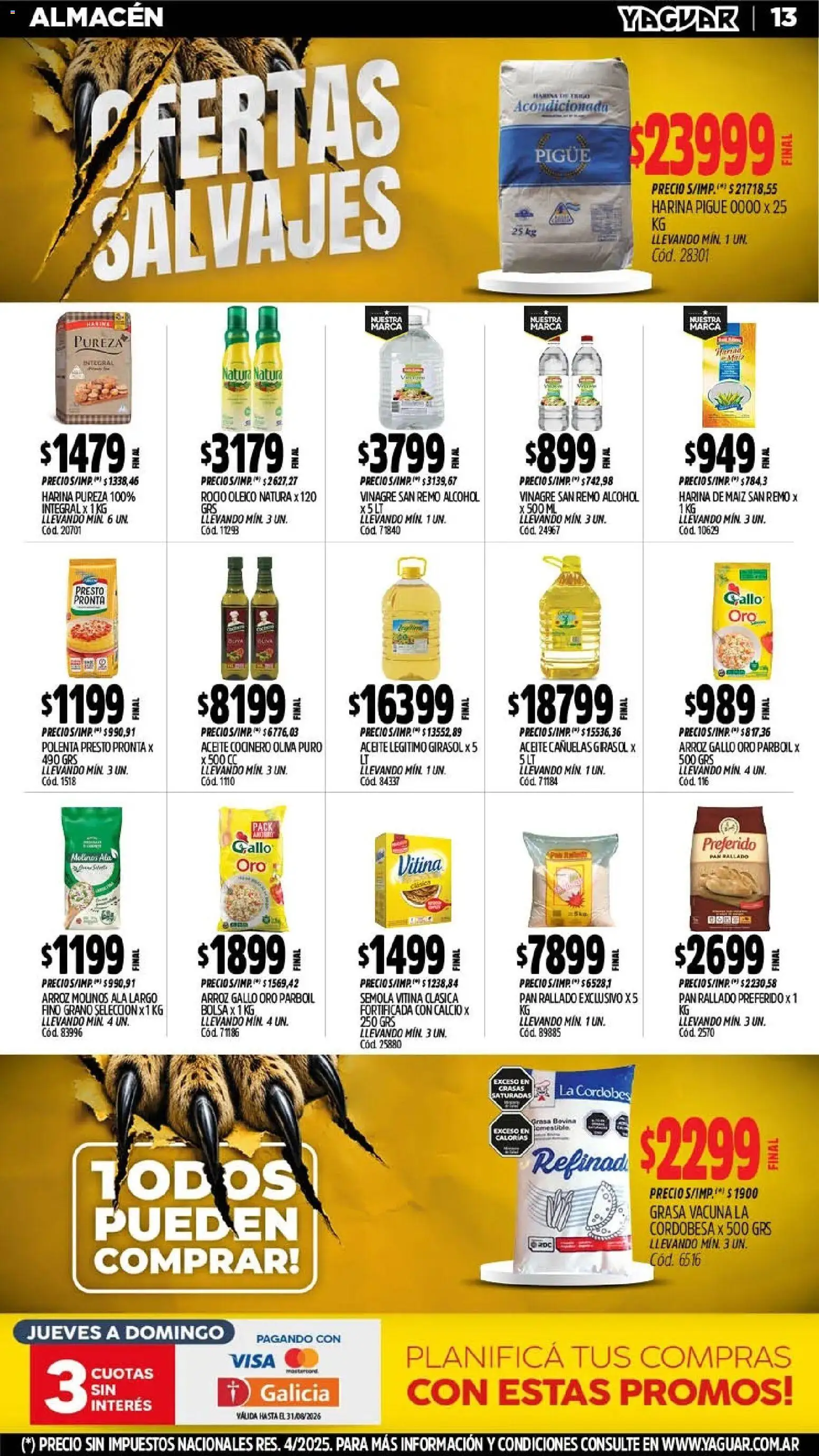 Yaguar - Oferta Semanal Neuquen │ válido desde el 03/08/2026 | Página: 14 | Productos: Bolsa, Harina, Oliva, Pan rallado