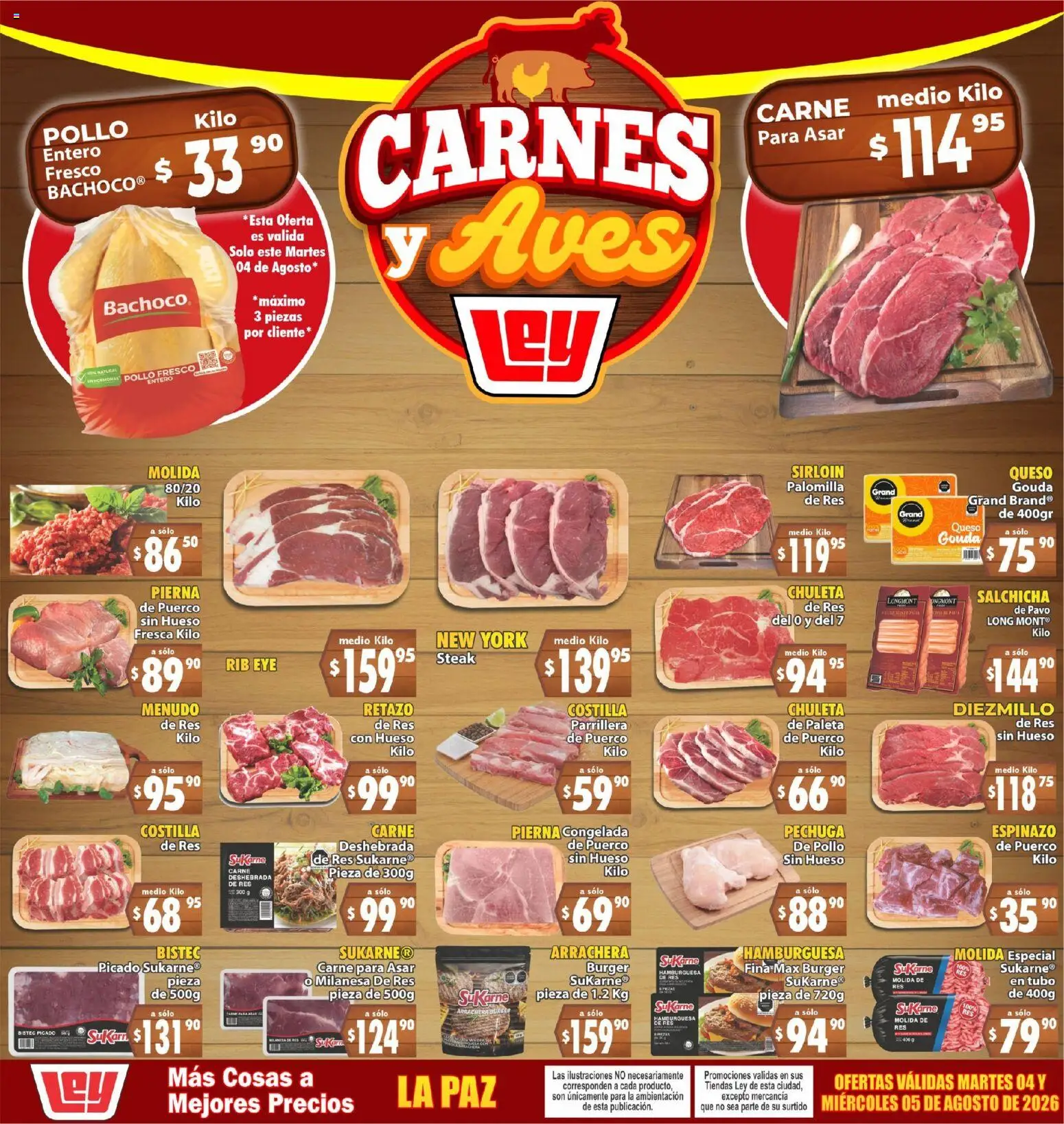 Nuevas ofertas de Casa Ley válidas en toda la República Mexicana desde el 04/08/2026. ¡Encuentra las mejores ofertas en Casa Ley - Folleto! | Página: 1 | Productos: Pollo, Milanesa, Salchicha, Res