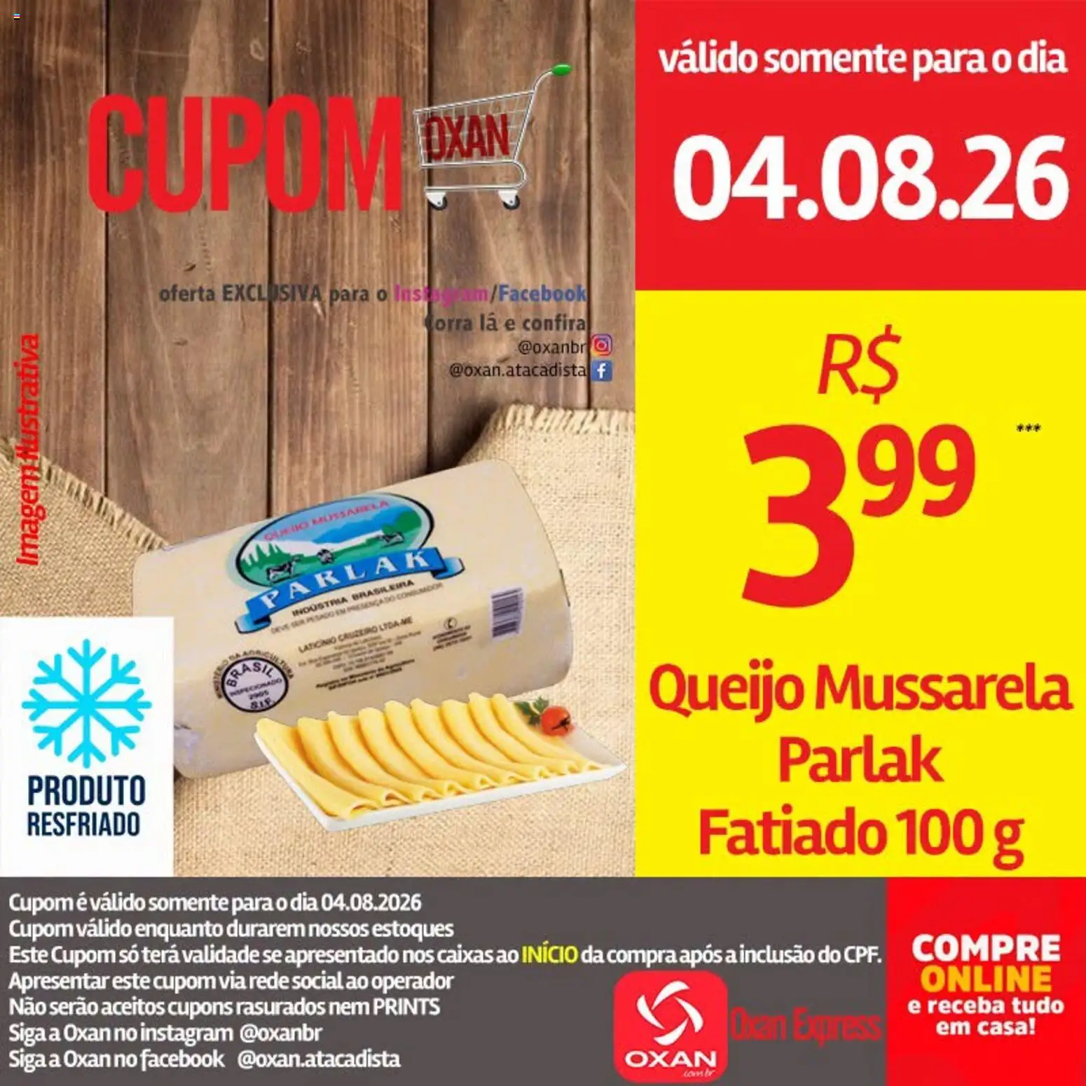 Oxan Atacadista Folheto - válido de 04/08/2026 | Página: 1 | Produtos: Queijo, Mussarela
