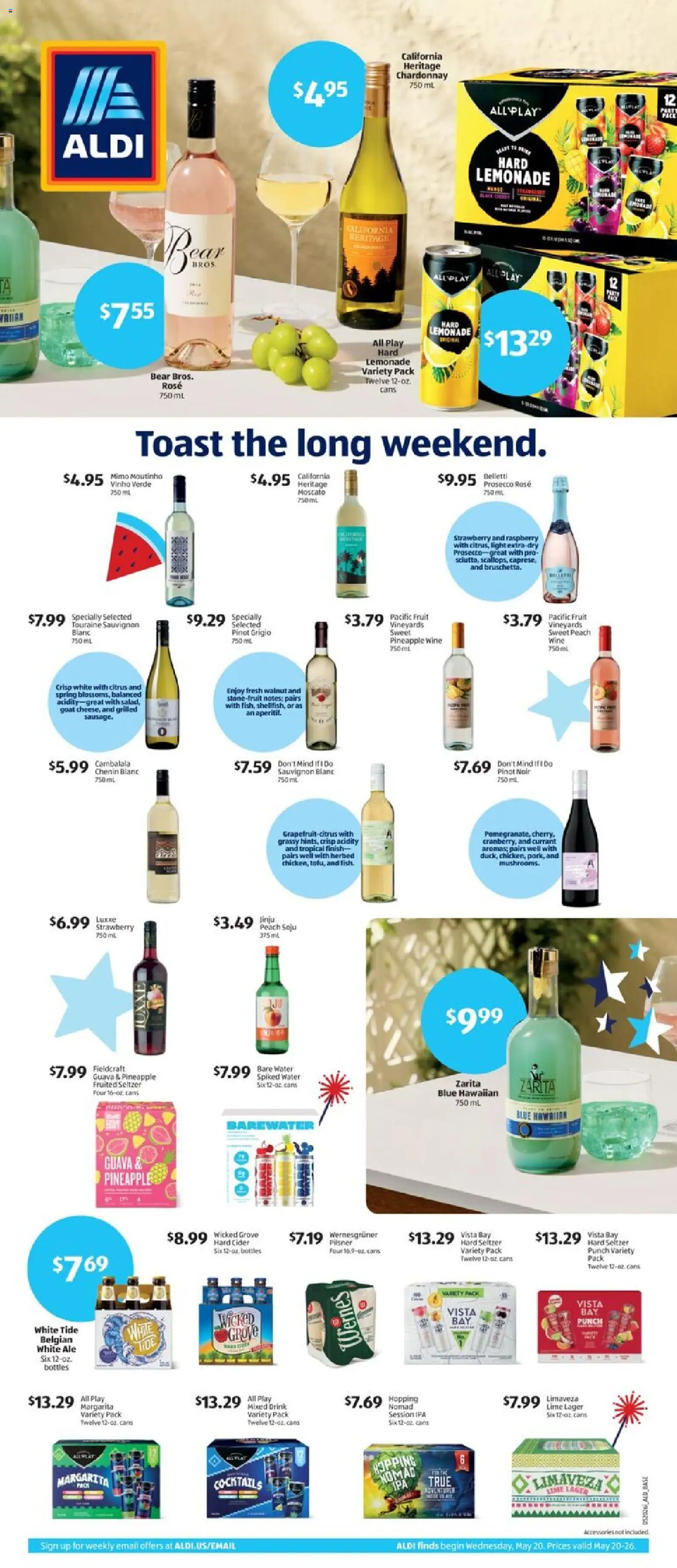 Aldi Weekly Ad - valid from 20.05.2026 | Page: 3 | Products: Water, Peach, Lime, Raspberry