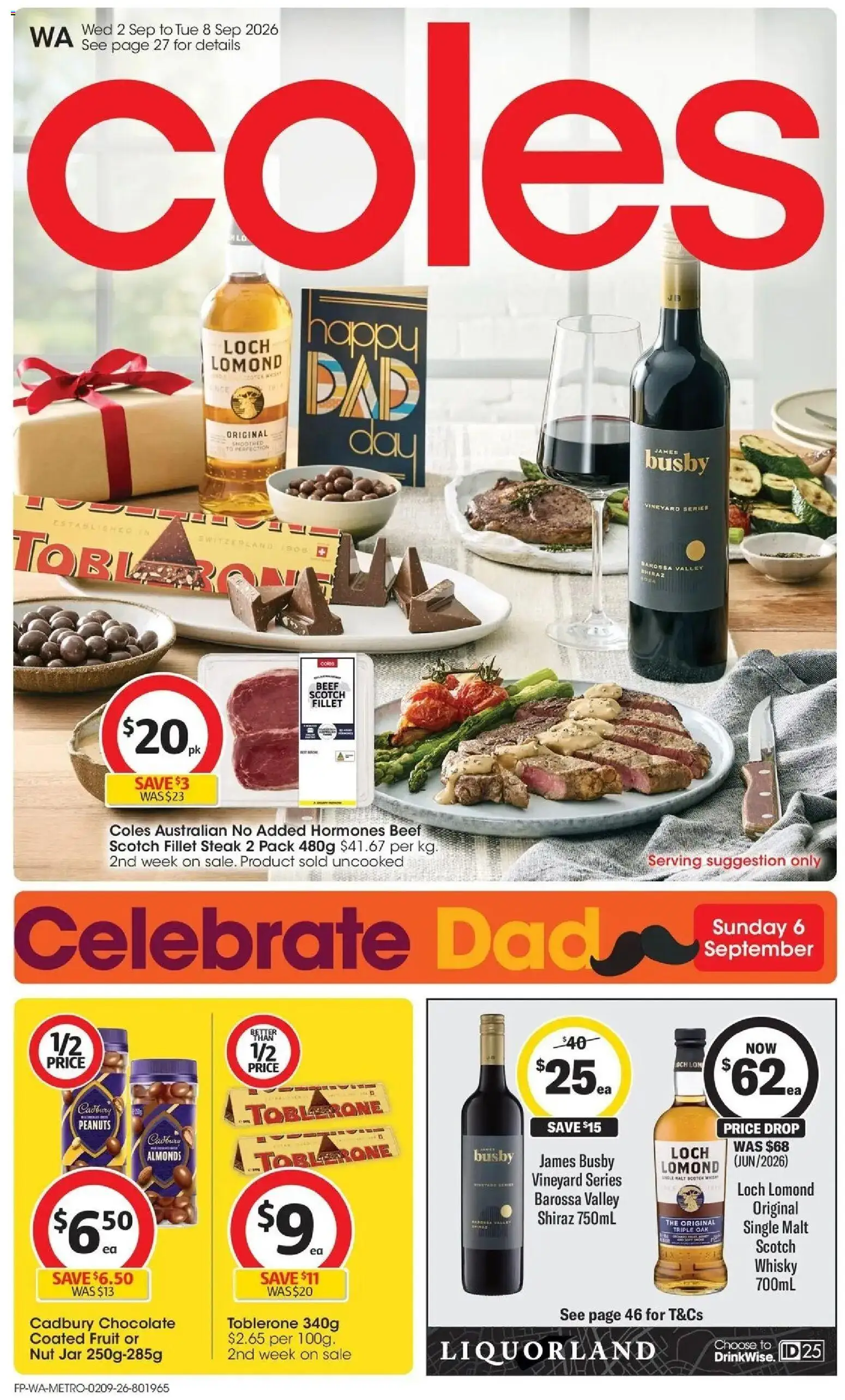 Coles catalogue - valid from 02/09/2026 | Page: 1 | Products: Almonds, Chocolate, Scotch, Fillet