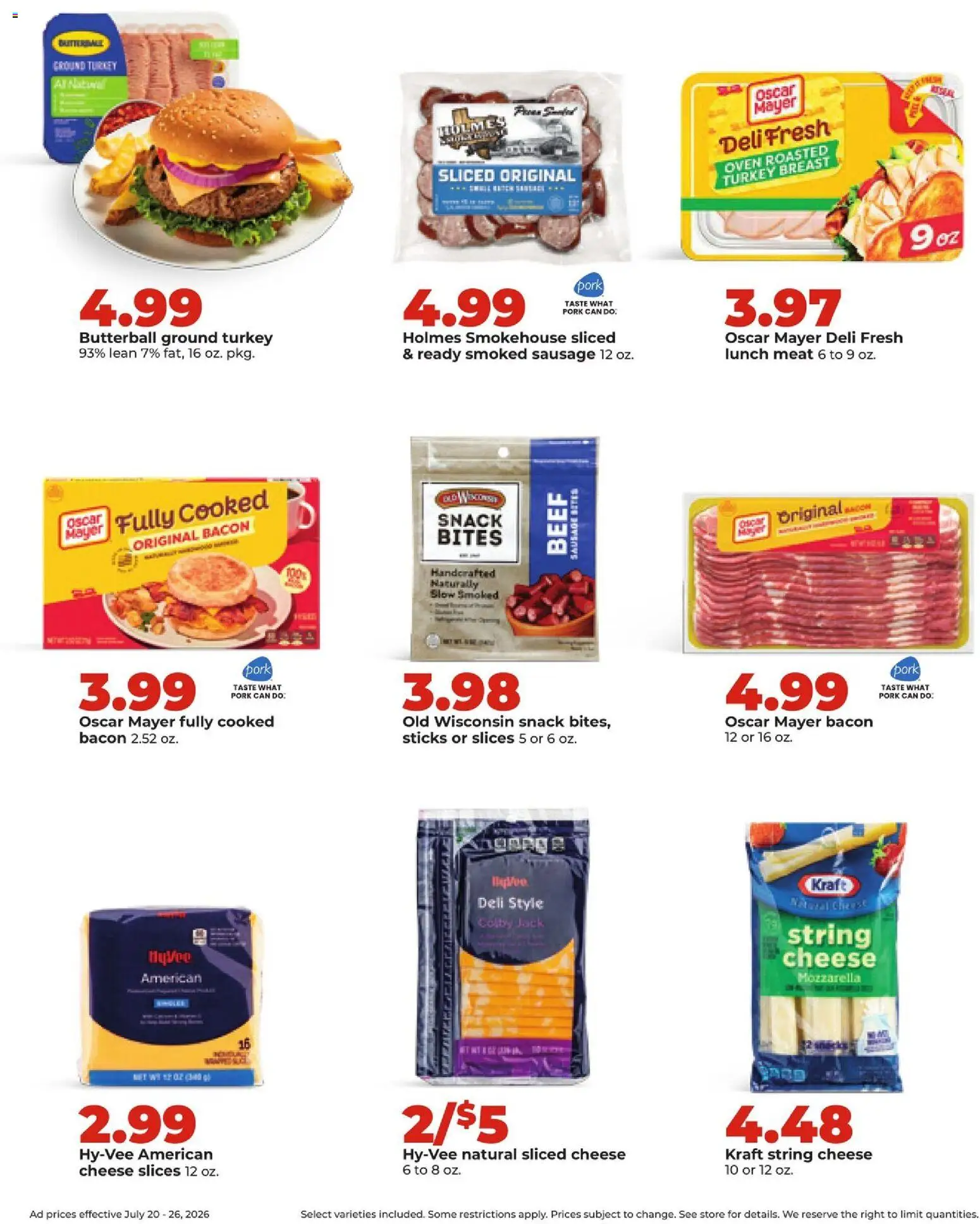 HyVee Weekly Ad - valid from 07/20/2026 | Page: 13 | Products: Cheese, Beef, Sausage, Oven