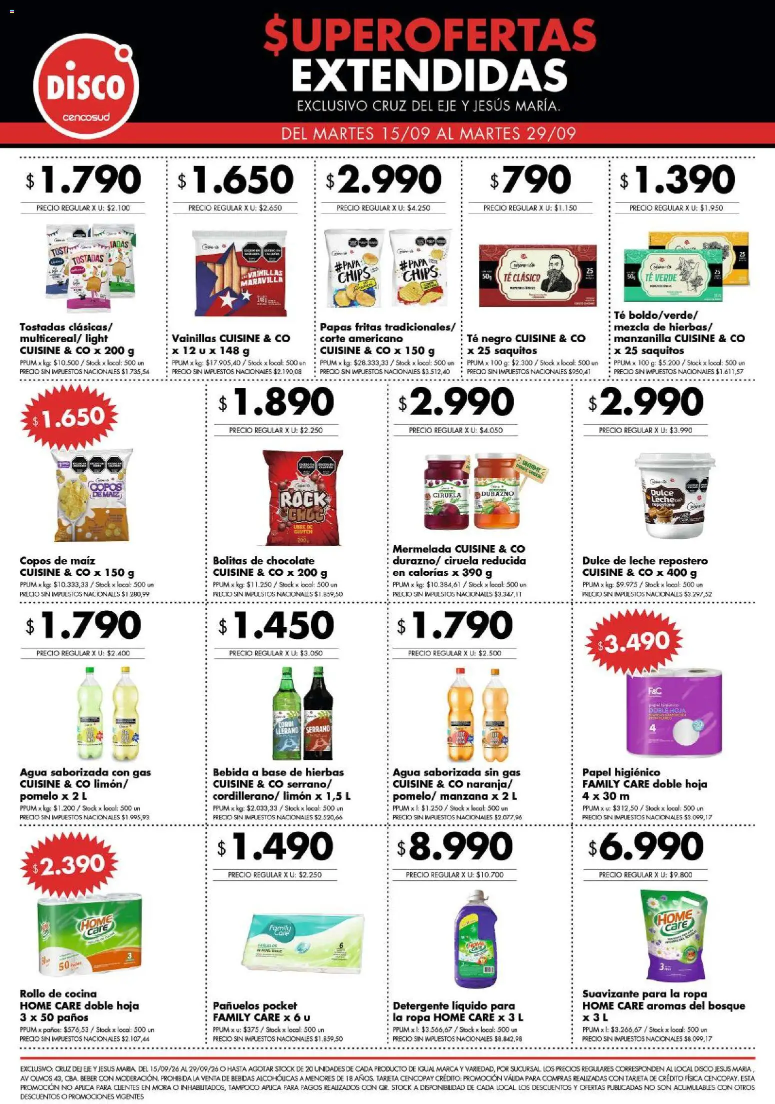 Disco - Superofertas extendidas - Cruz del Eje y Jesus Maria │ válido desde el 15/09/2026 | Página: 6 | Productos: Disco, Papa, Bolitas de chocolate, Suavizante