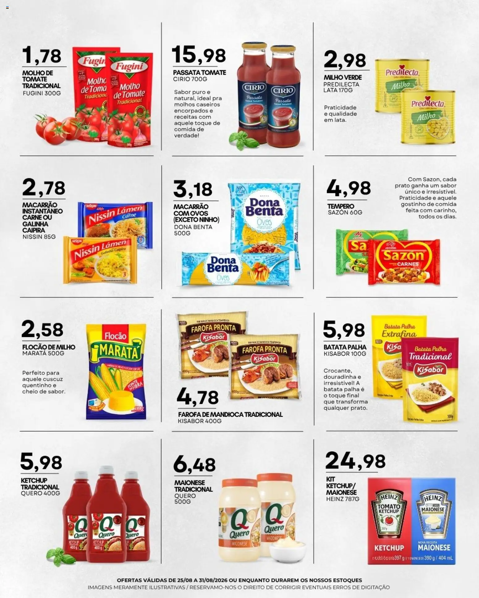 Mercadão Atacadista Folheto - válido de 25/08/2026 | Página: 5 | Produtos: Mandioca, Macarrão, Molhos, Maionese