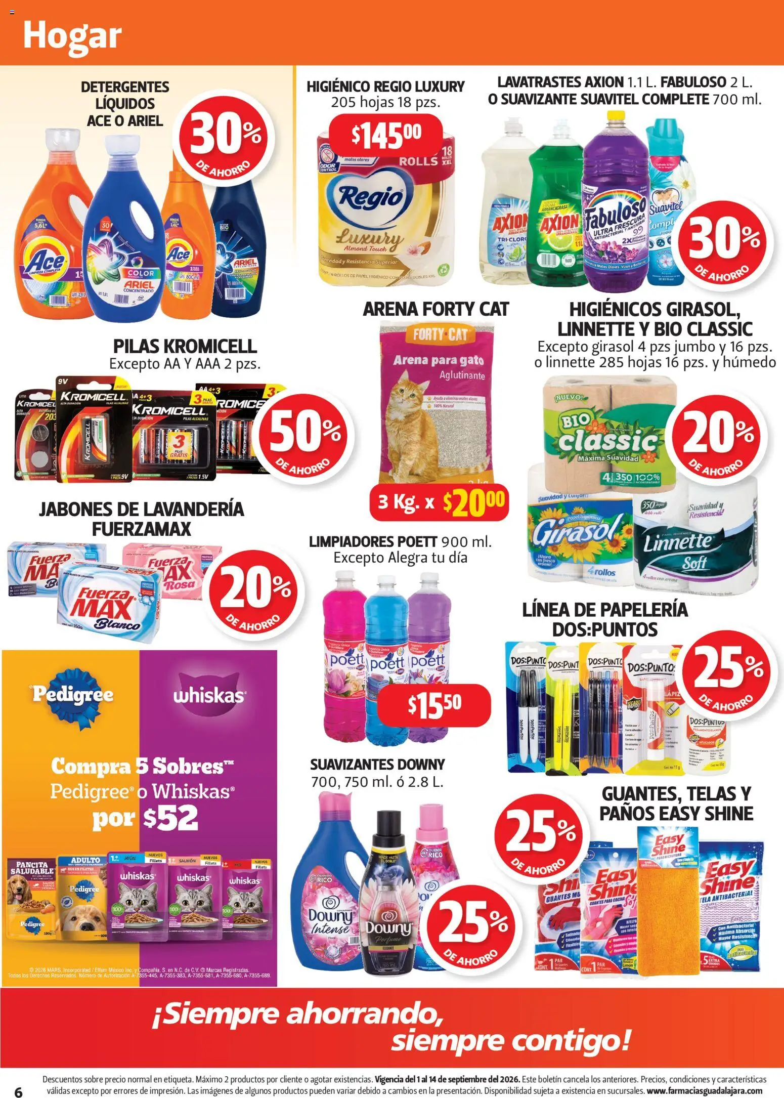 Nuevas ofertas de Farmacia Guadalajara válidas en toda la República Mexicana desde el 01/09/2026. ¡Encuentra las mejores ofertas en Farmacia Guadalajara catálogo! | Página: 6 | Productos: Salmón, Pasta, Suavizante, Cloro