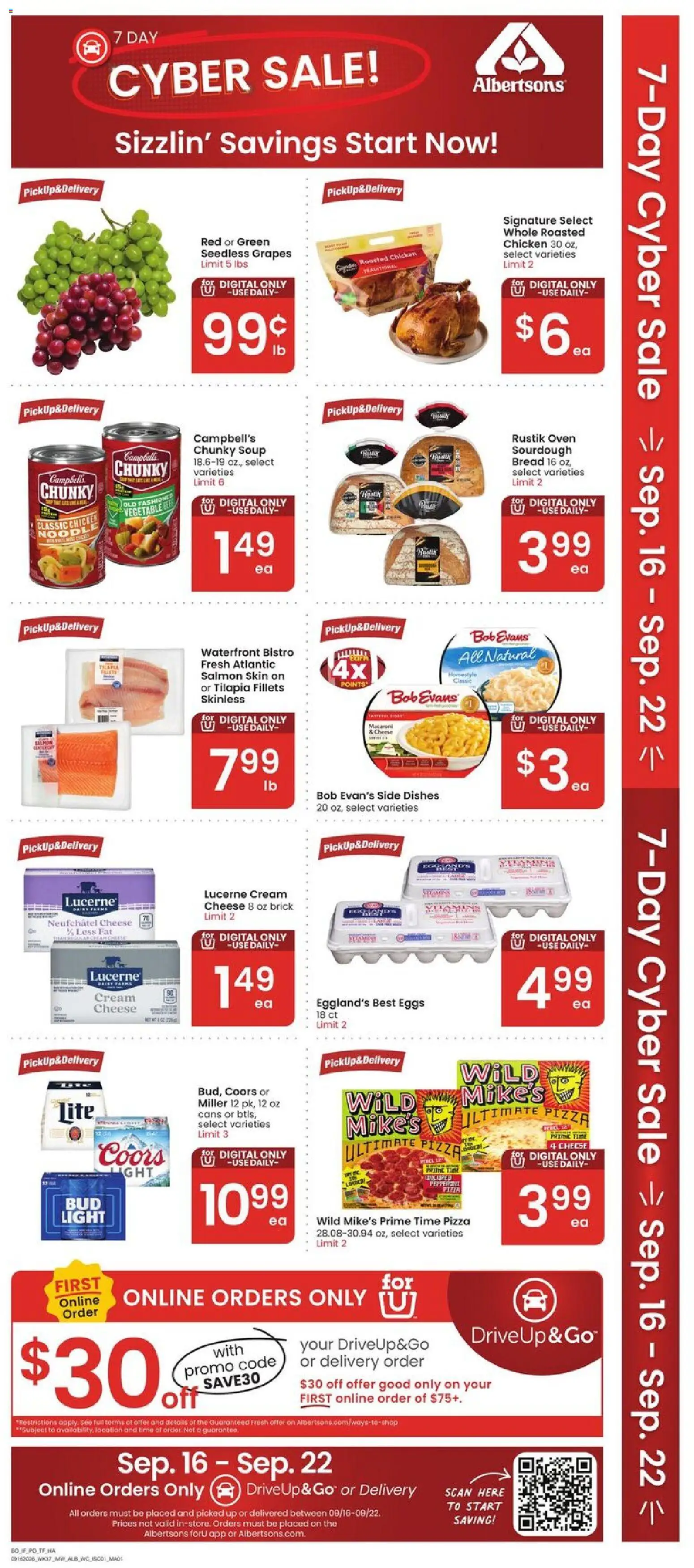 Albertsons Weekly Ad - valid from 09/16/2026 | Page: 4 | Products: Dishes, Chicken, Bread, Tilapia