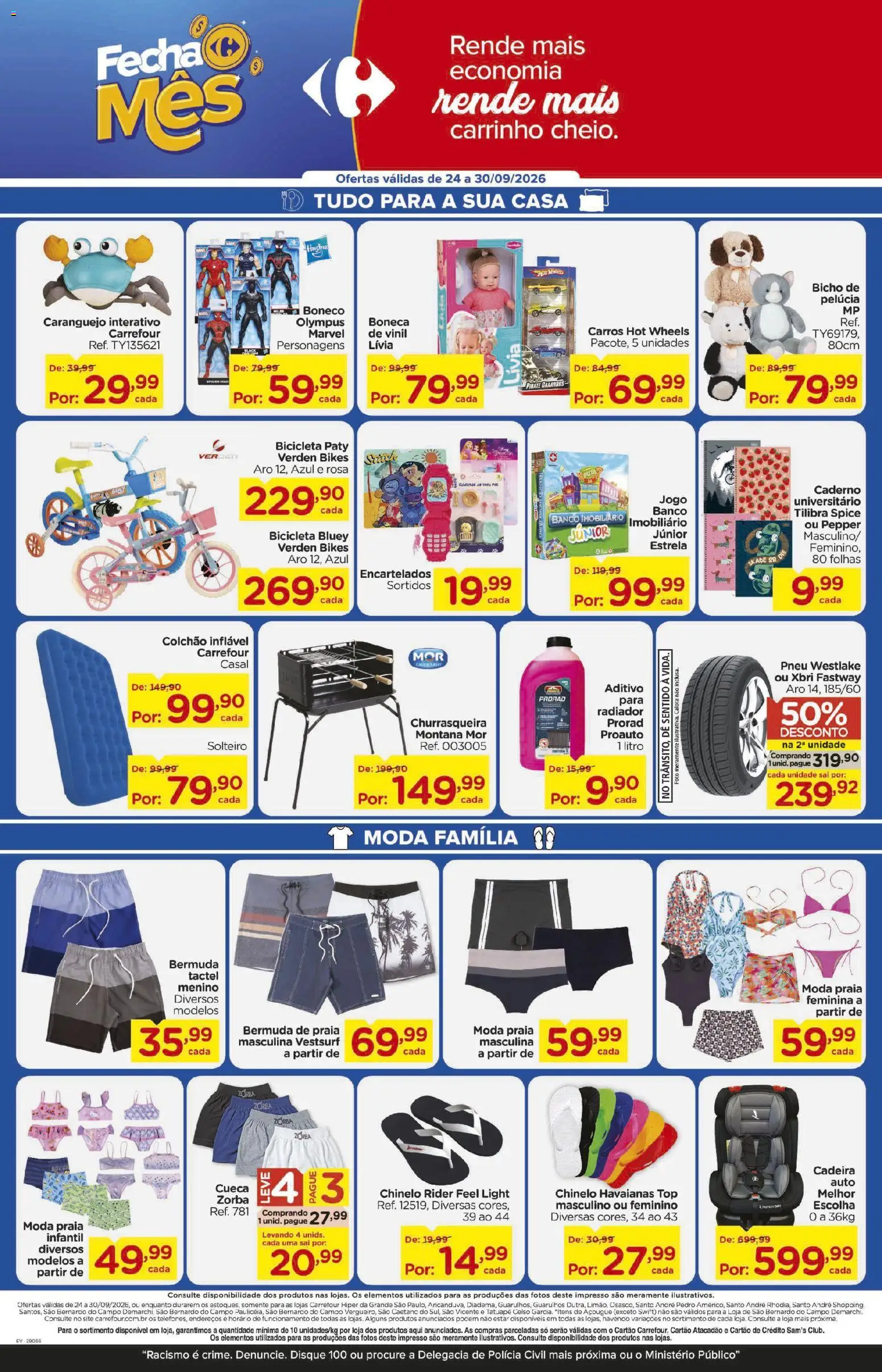 Carrefour Folheto - válido de 24/09/2026 | Página: 10 | Produtos: Bicicleta, Pneu, Boneca, Pelúcia
