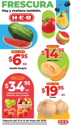 Vista previa de H-E-B folleto Fruta y venduras, nuevo folleto de la tienda, válido en México a partir del 12.05.2026