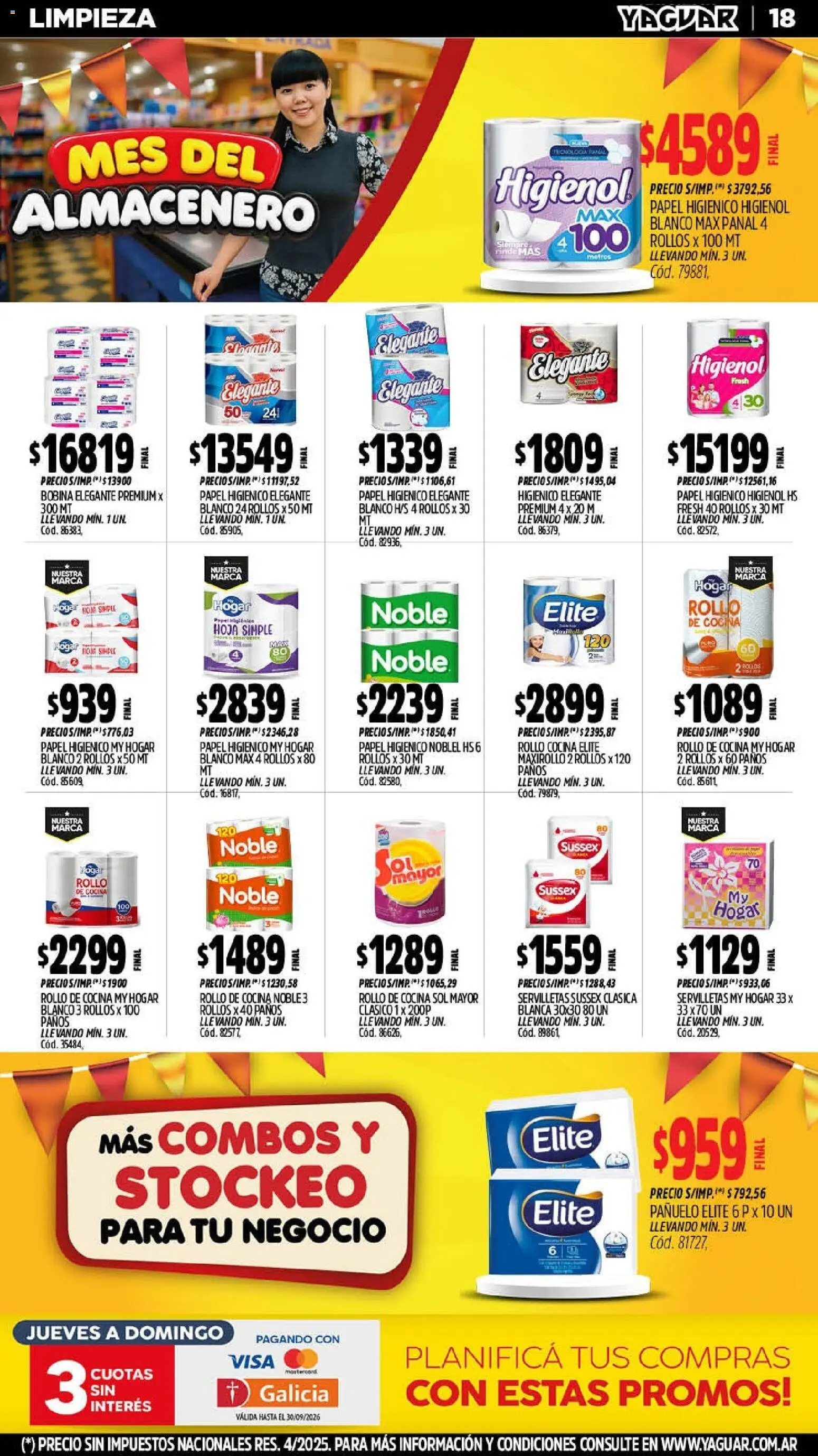 Yaguar - Oferta Semanal Córdoba │ válido desde el 07/09/2026 | Página: 18 | Productos: Papel higiénico, Pañuelo, Cocina, Servilletas