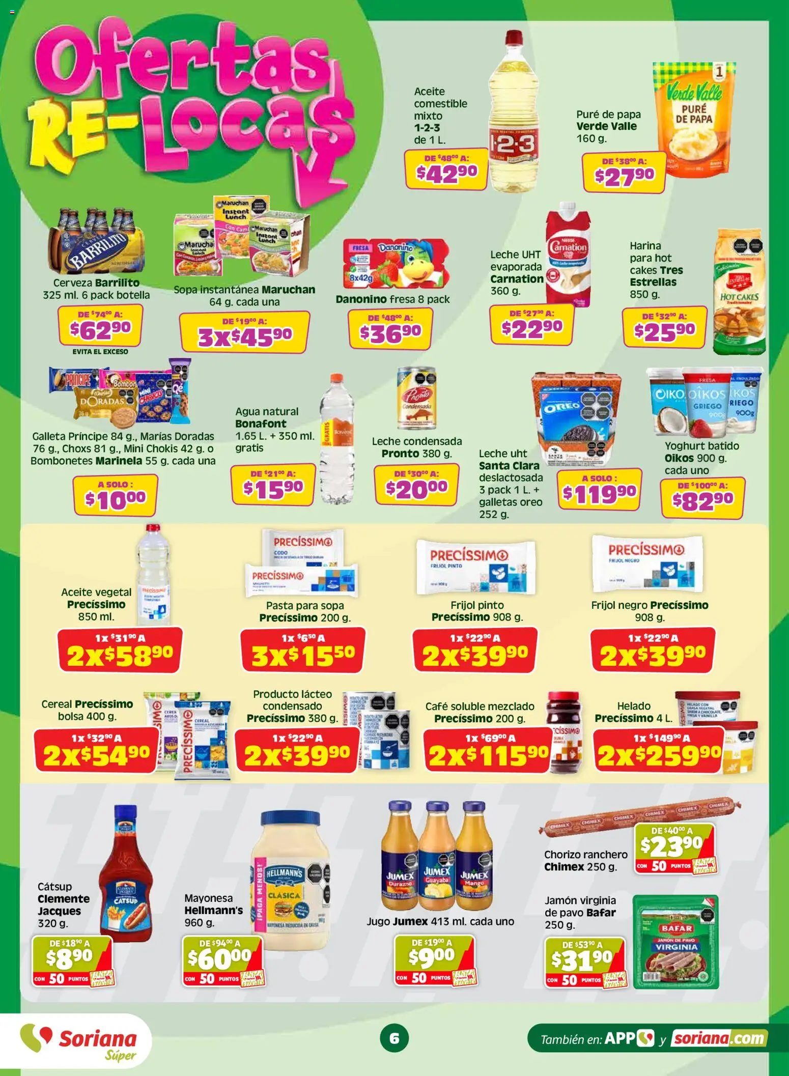 Nuevas ofertas de Soriana válidas en toda la República Mexicana desde el 12/06/2026. ¡Encuentra las mejores ofertas en Soriana Julio Regalado Súper Nacional! | Página: 6 | Productos: Harina, Durazno, Mango, Catsup