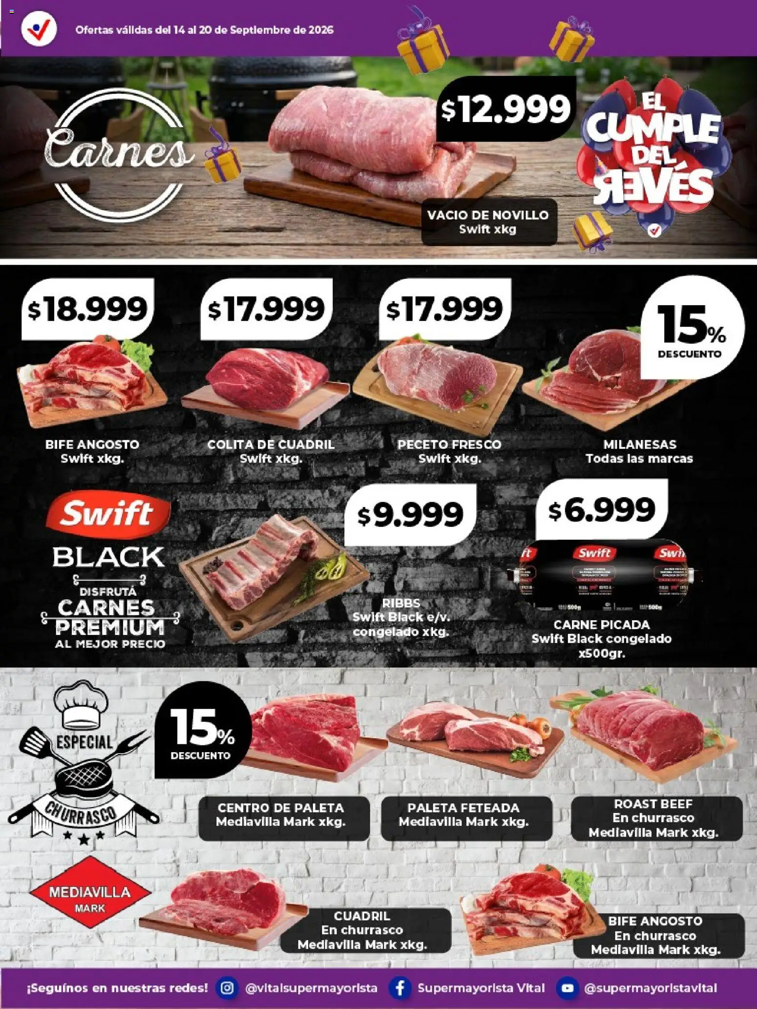 Vital - Especial de frescos │ válido desde el 14/09/2026 | Página: 2 | Productos: Milanesas, Bife, Paleta, Carne picada