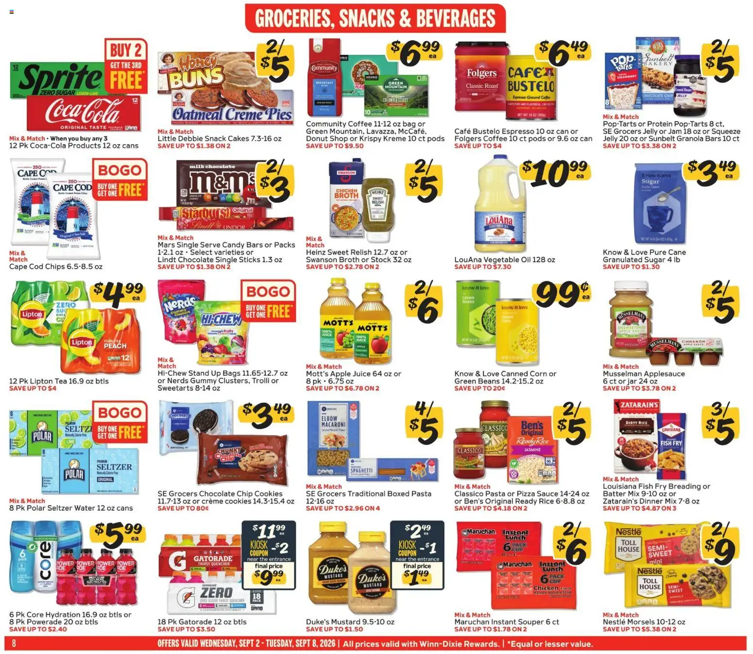 Winn Dixie Weekly Ad - valid from 09/02/2026 | Page: 8 | Products: Apple juice, Oil, Chocolate, Lindor