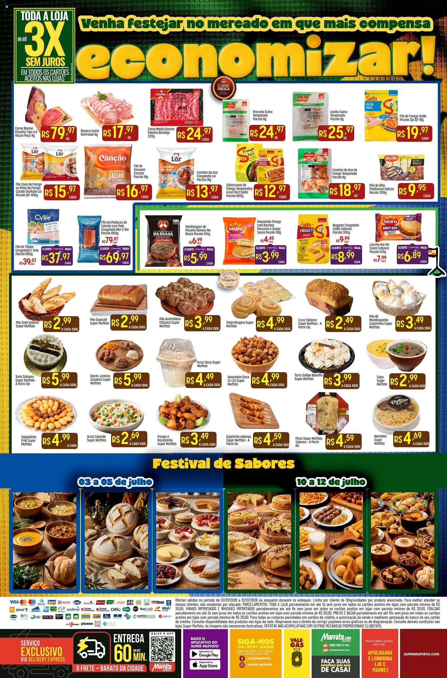 Super Muffato Folheto - válido de 01/07/2026 | Página: 8 | Produtos: Alho, Tilápia, Hambúrguer, Carne moída