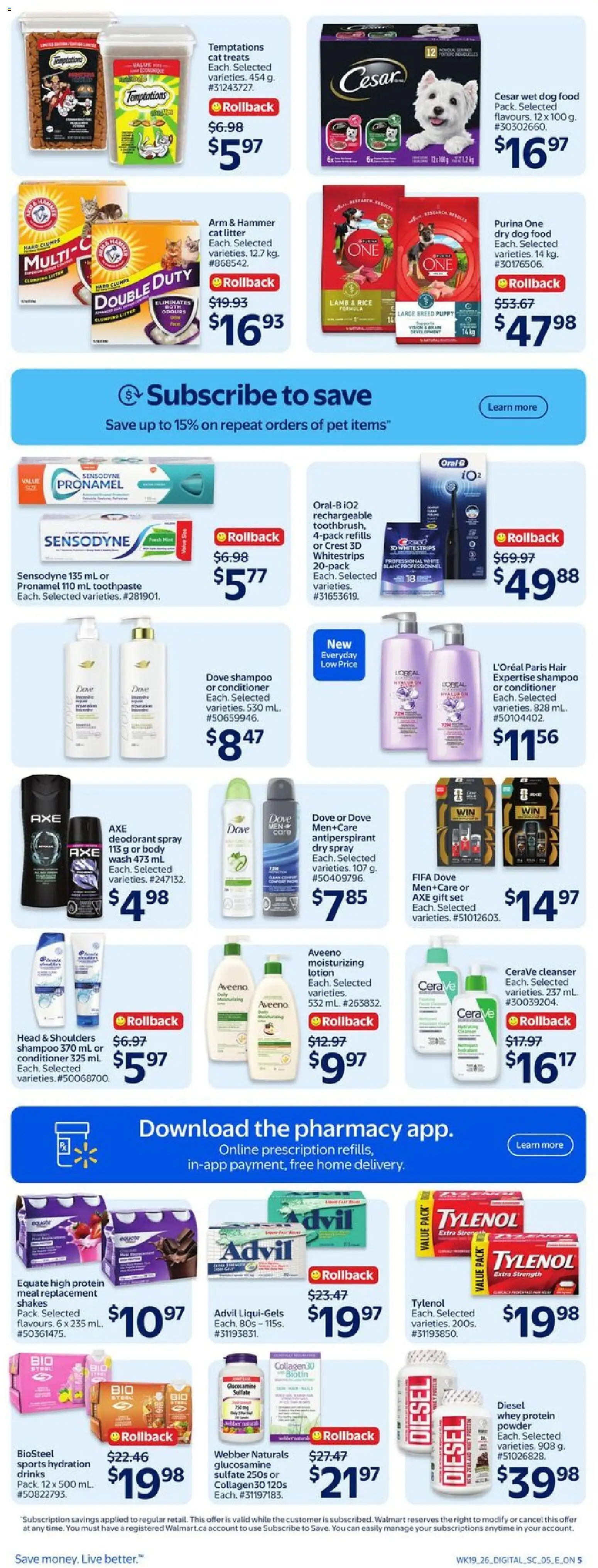Walmart flyer valid from 04.06.2026 | Page: 8 | Products: Powder, Deodorant, Antiperspirant, Toothpaste