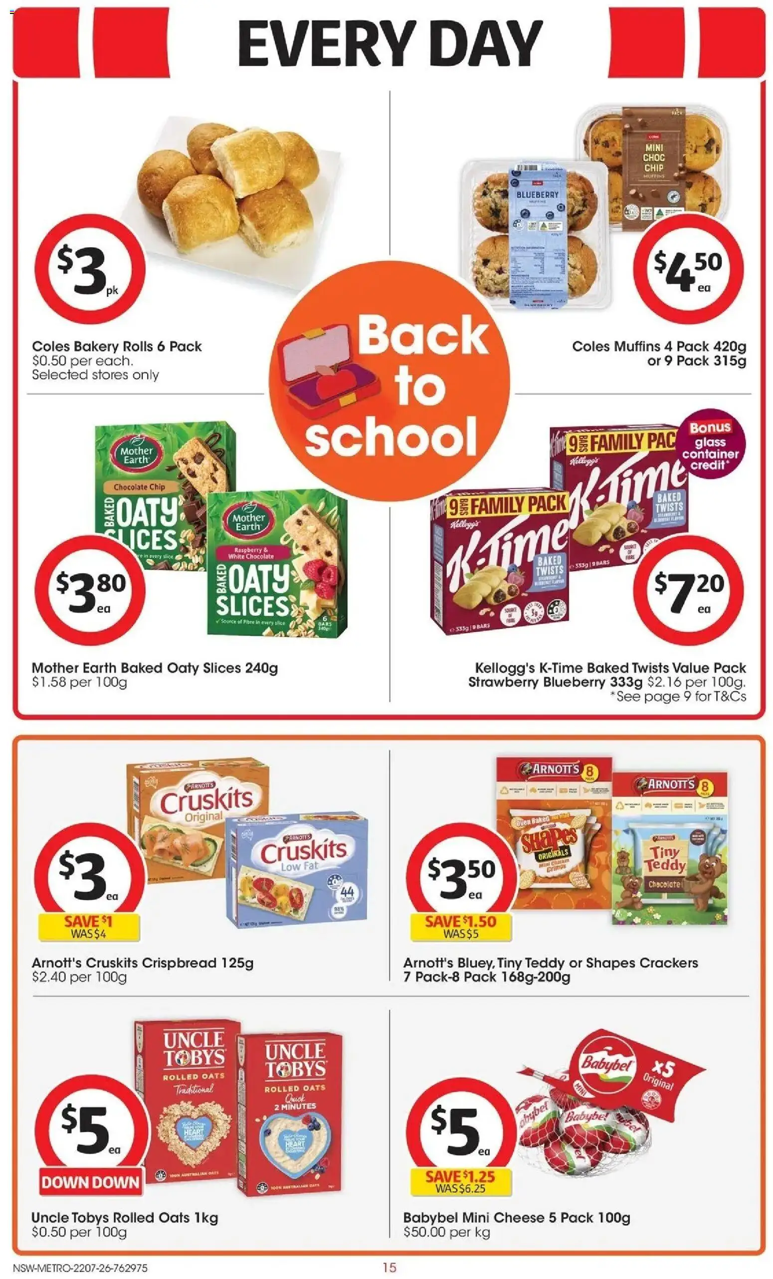 Coles catalogue - valid from 22/07/2026 | Page: 15 | Products: Cheese, Muffins, Oven, Bakery