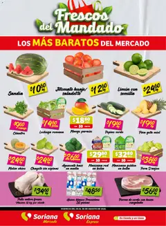 Vista previa de Soriana Frescos del Mandado Mercado: Coah, Chih y Dur (excepto Torreón y Saltillo), nuevo folleto de la tienda, válido en México a partir del 04/08/2026