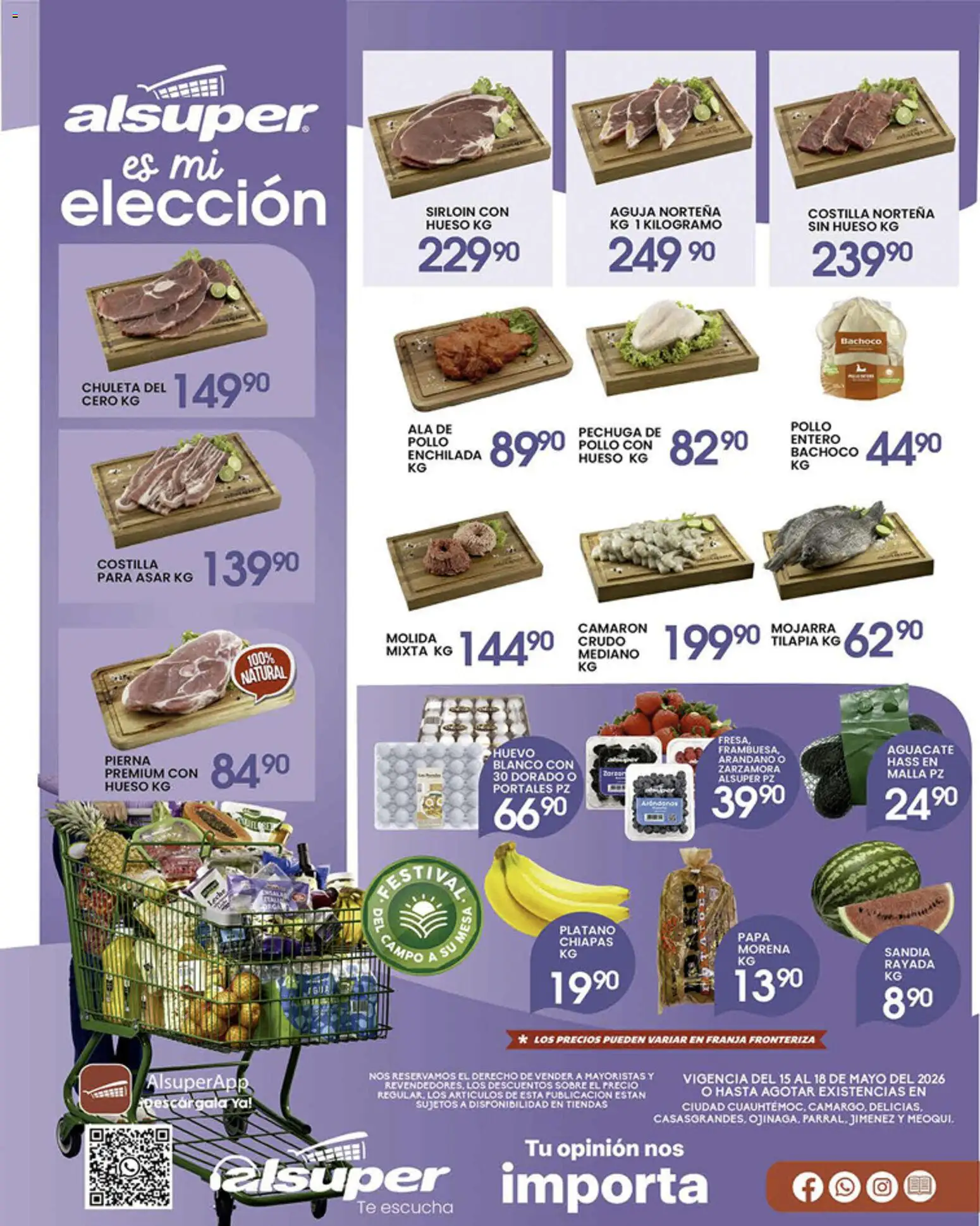 Nuevas ofertas de Alsuper válidas en toda la República Mexicana desde el 15.05.2026. ¡Encuentra las mejores ofertas en Alsuper folleto! | Página: 1 | Productos: Papa, Aguacate, Mesa, Té