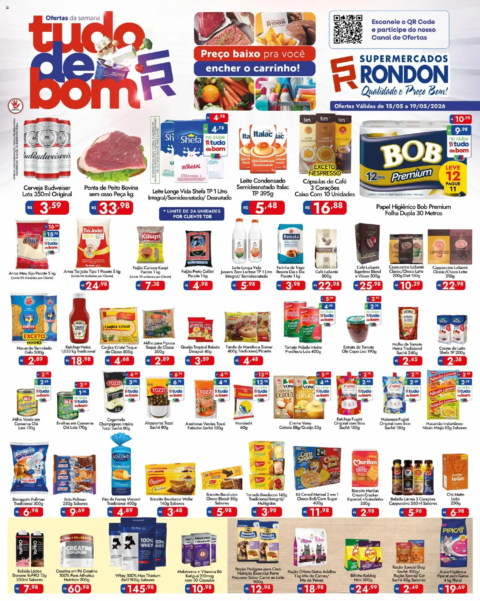 Supermercados Rondon Folheto - válido de 15.05.2026 | Página: 1 | Produtos: Pó, Biscoito, Chá, Leite condensado