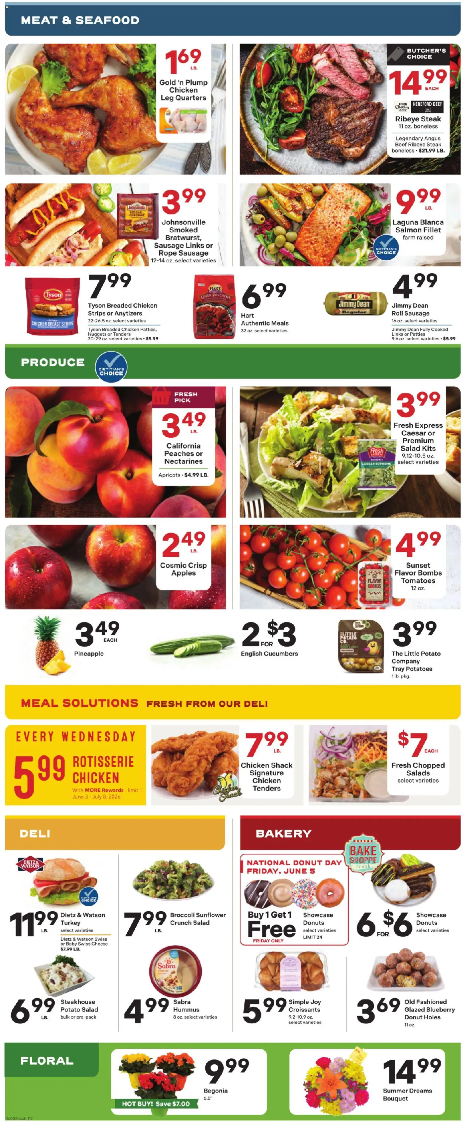 Coborn's Weekly Ad - valid from 03.06.2026 | Page: 2 | Products: Broccoli, Peaches, Tomatoes, Beef