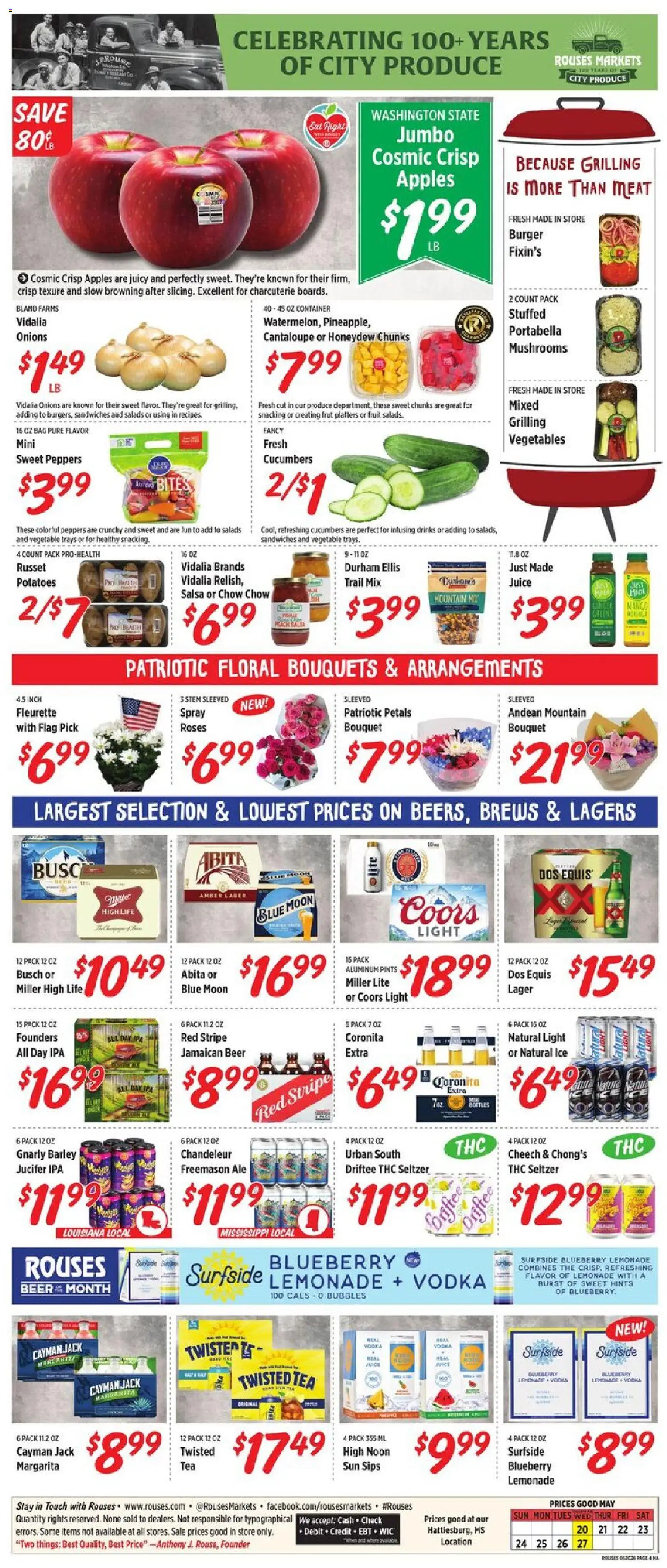 Rouses Weekly Ad - MS - valid from 20.05.2026 | Page: 8 | Products: Peppers, Mushrooms, Apples, Tea