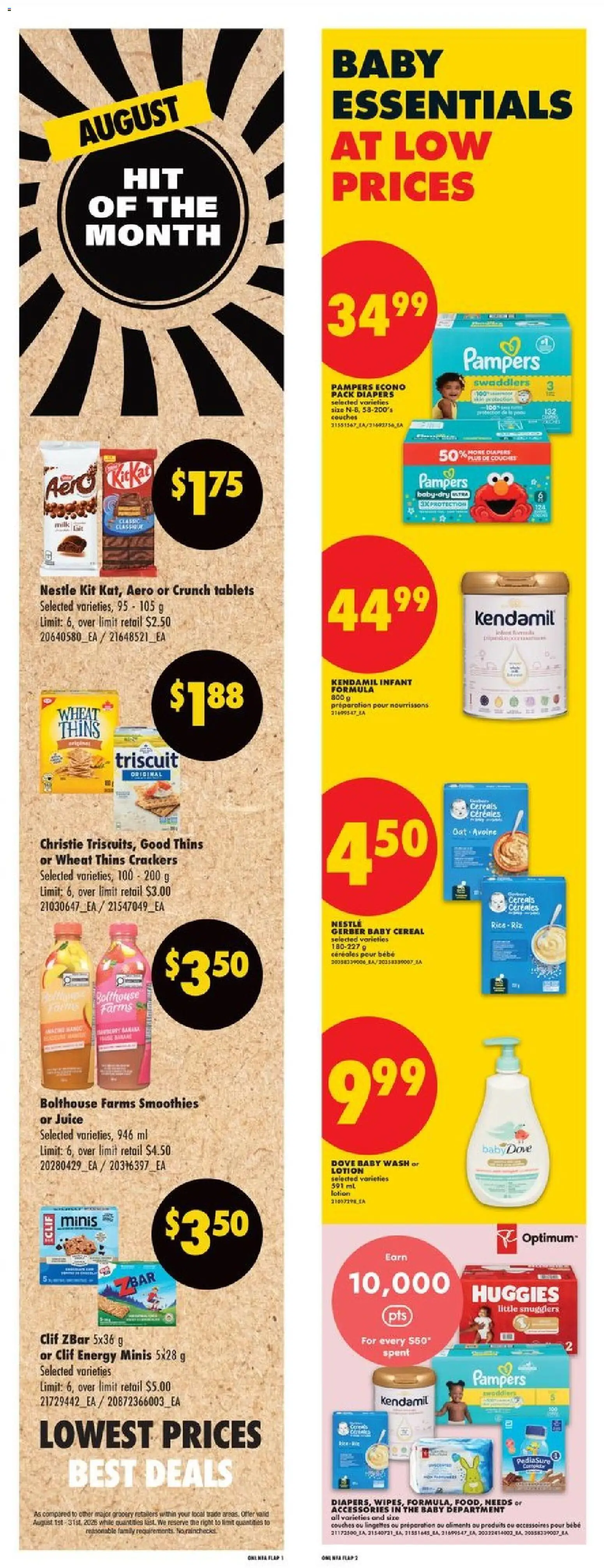 No Frills flyer valid from Aug 20, 2026 | Page: 6 | Products: Cereals, Crackers, Diapers, Juice