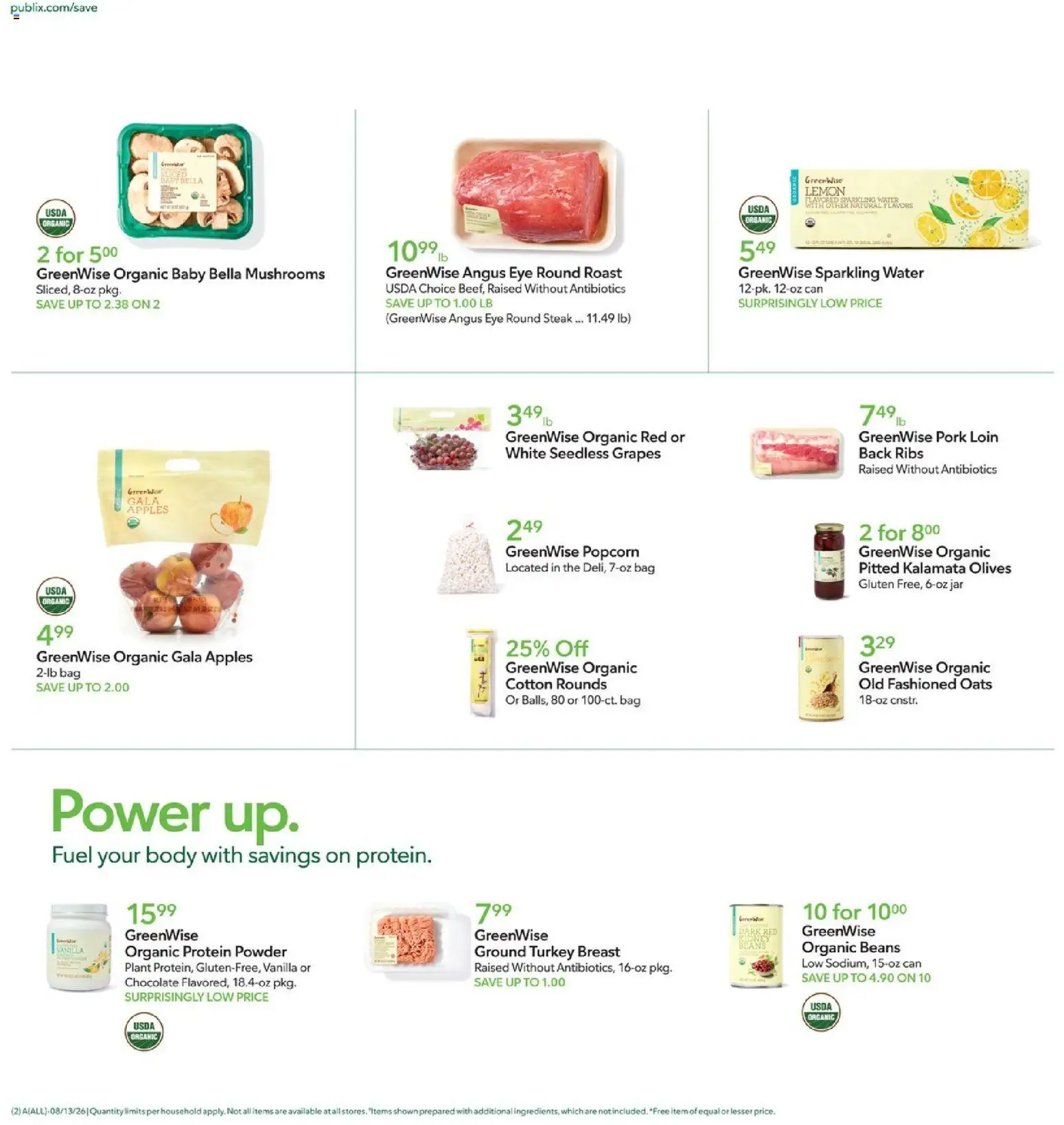 Publix Weekly Ad - valid from 08/12/2026 | Page: 2 | Products: Protein Powder, Popcorn, Pork, Vanilla