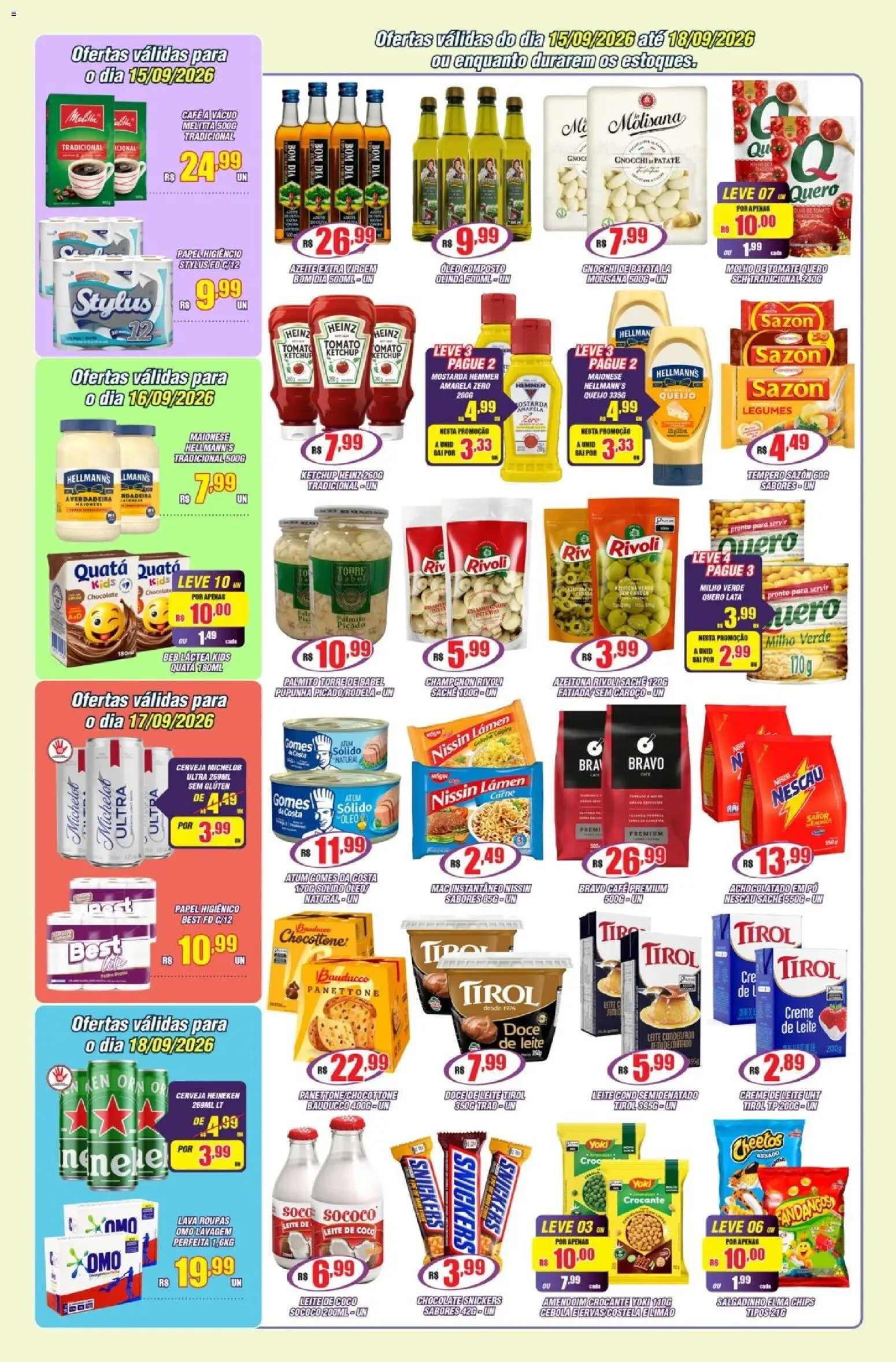 Violeta Supermercados Folheto - válido de 15/09/2026 | Página: 3 | Produtos: Cebola, Azeite extra virgem, Leite, Azeite
