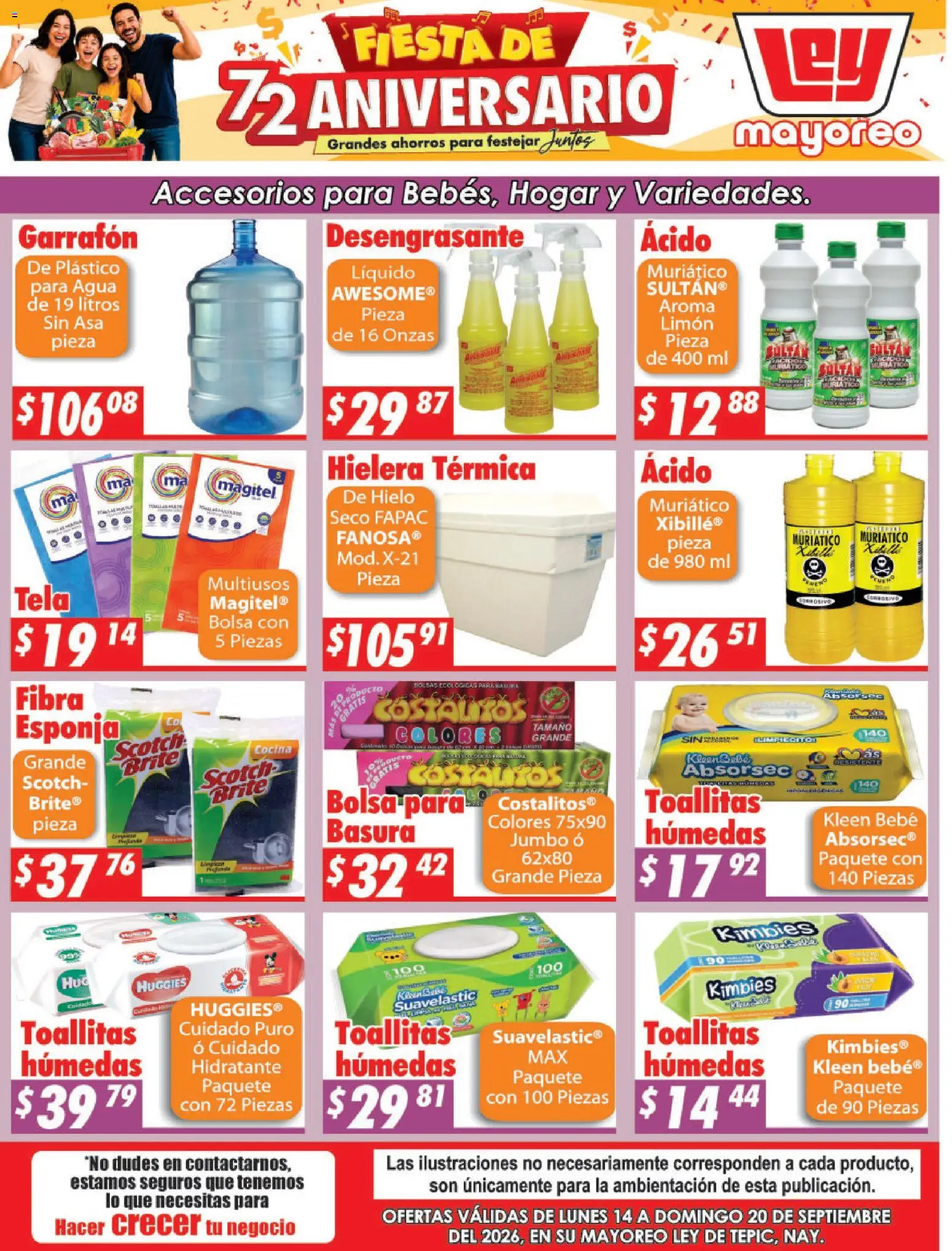 Nuevas ofertas de Casa Ley válidas en toda la República Mexicana desde el 14/09/2026. ¡Encuentra las mejores ofertas en Casa Ley folleto Tepic! | Página: 1 | Productos: Esponja, Agua, Desengrasante, Hielo