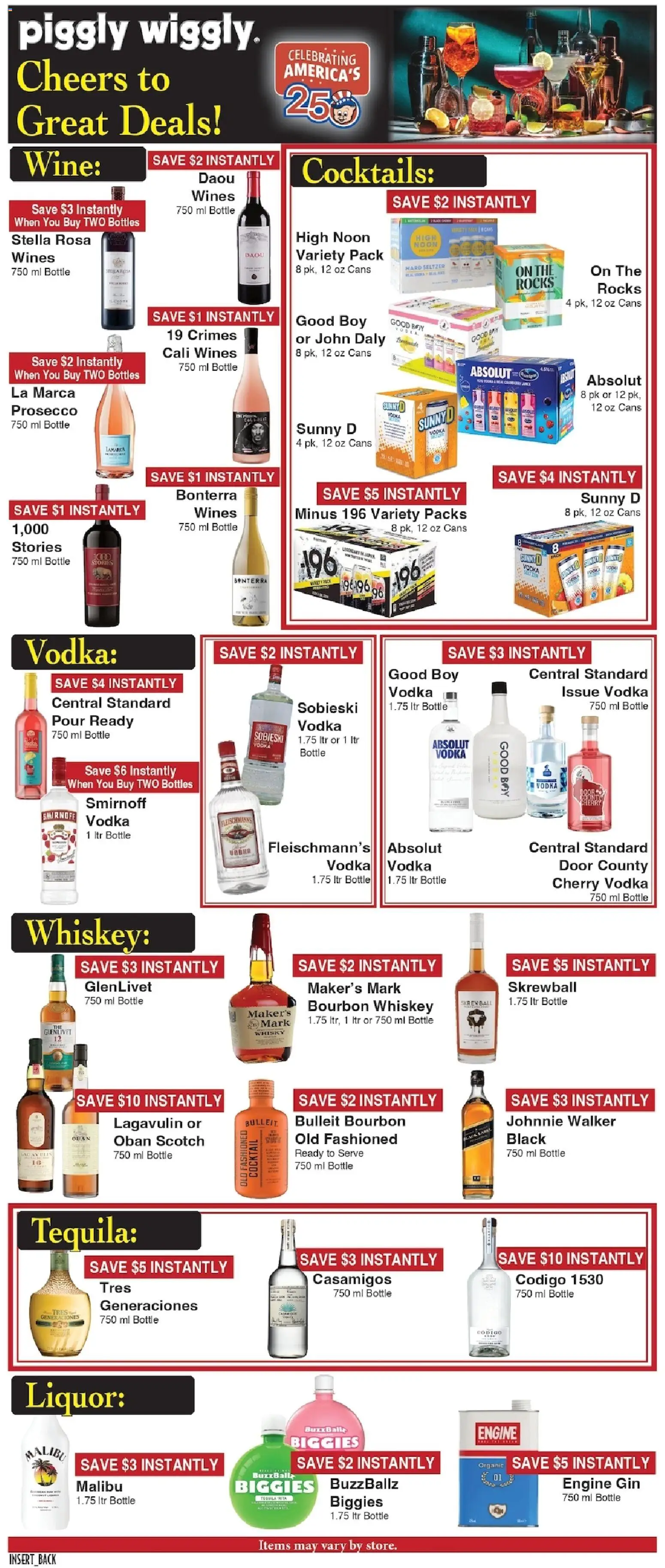 Piggly Wiggly Weekly Ad - valid from 06/24/2026 | Page: 5 | Products: Bourbon, Gin, Vodka, Whiskey