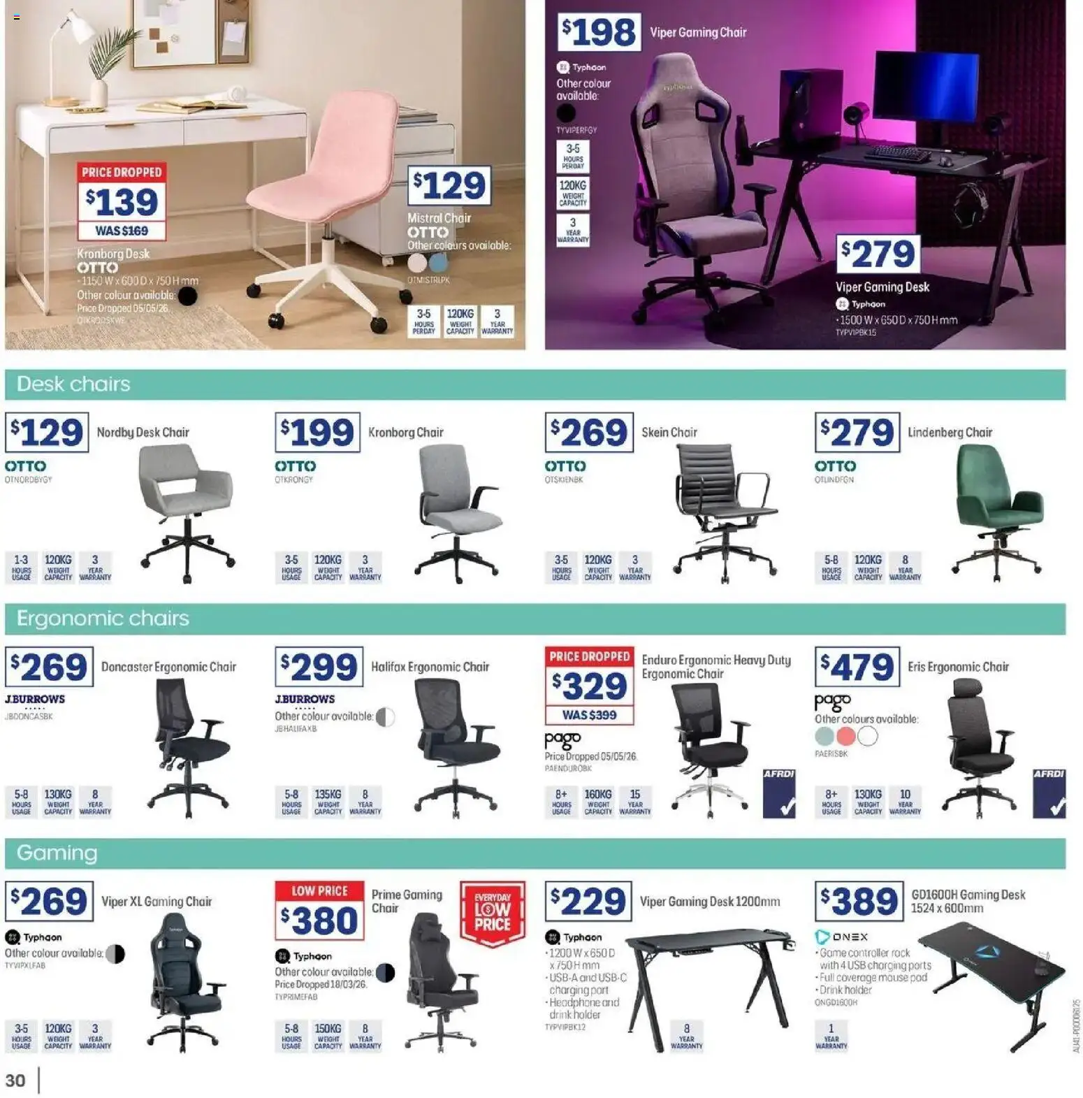 Officeworks catalogue - valid from 27.05.2026 | Page: 30 | Products: Chair, Mouse, Game, Usb