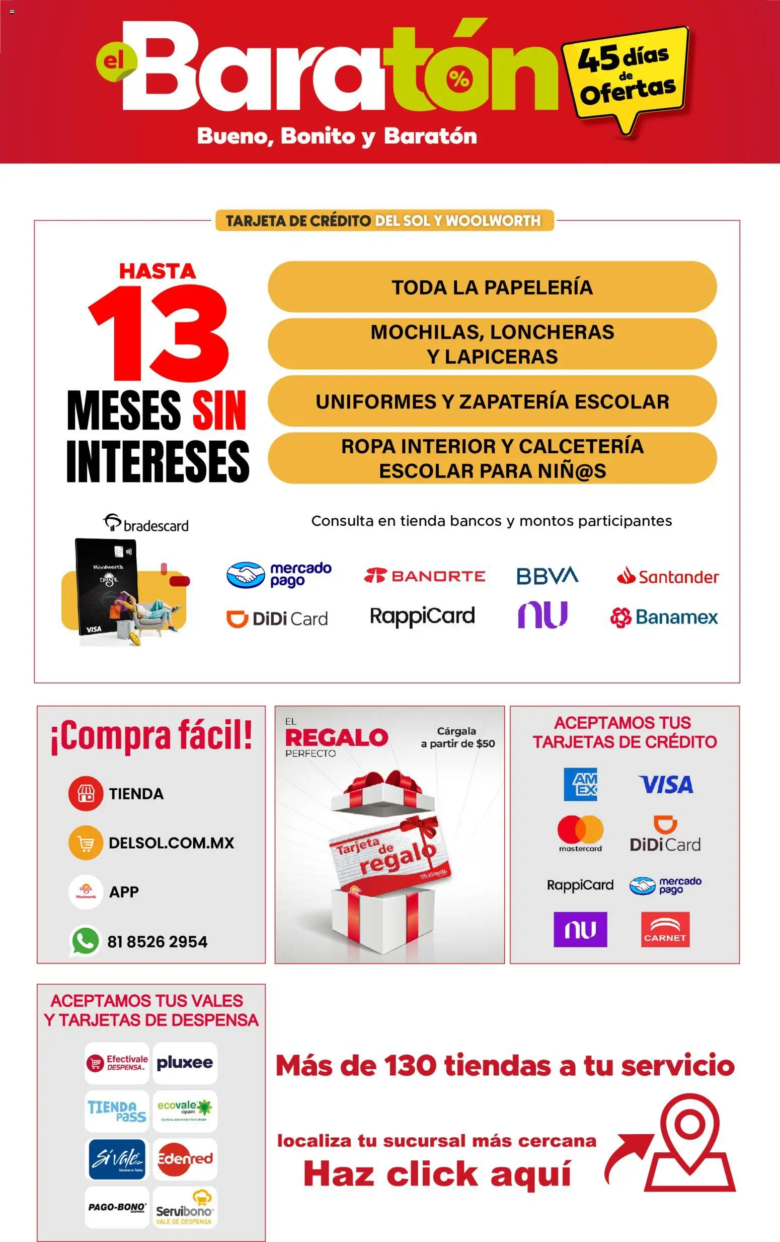 Nuevas ofertas de Del Sol y Woolworth válidas en toda la República Mexicana desde el 30/07/2026. ¡Encuentra las mejores ofertas en Del Sol y Woolworth catálogo Bueno, Bonito y Baratón! | Página: 25 | Productos: Ropa, Ropa interior, Despensa