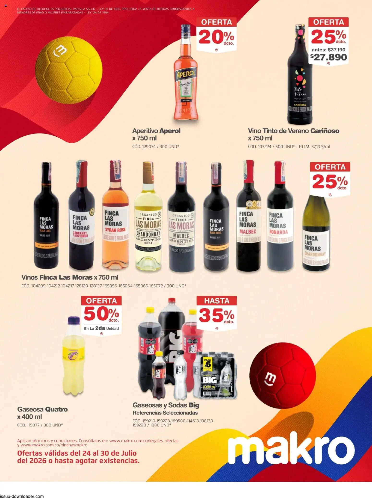 Makro revista - valida desde el 24/07/2026 | Página: 20 | Productos: Gaseosa, Brazo de reina, Vino, Tintura