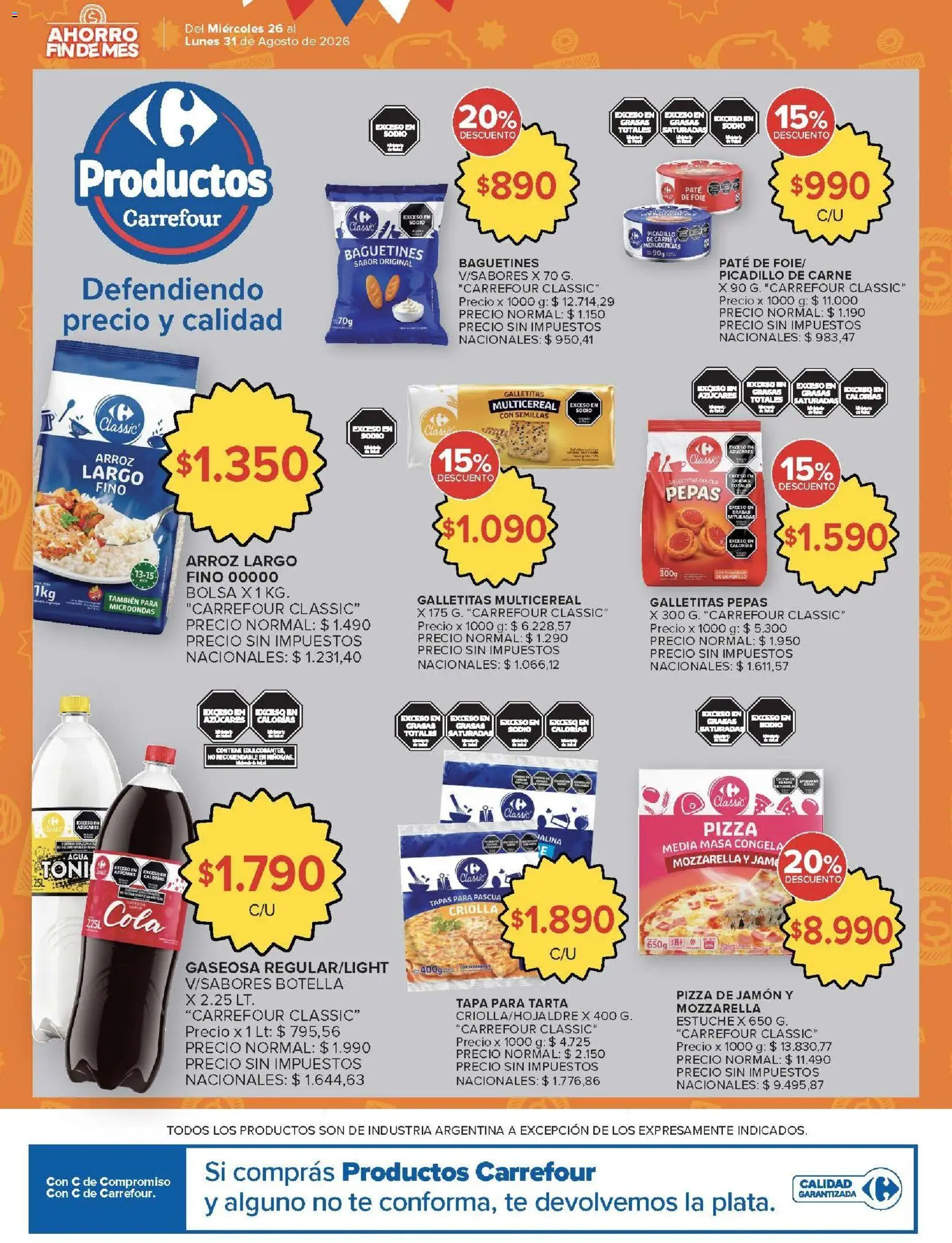 Carrefour Market catálogo │ válido desde el 26/08/2026 | Página: 16 | Productos: Mozzarella, Gaseosa, Agua, Arroz