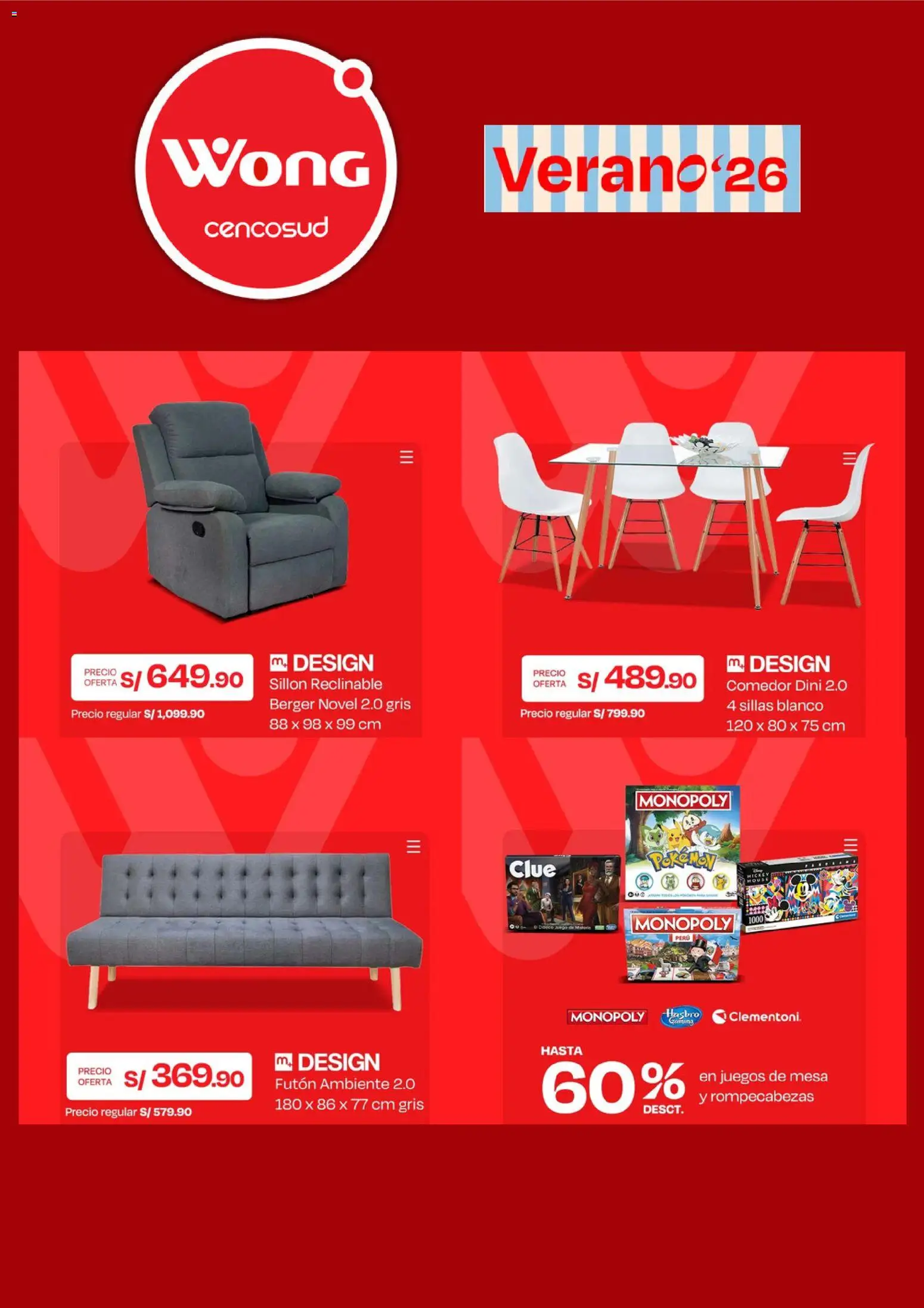 Catálogo Wong válido desde 08.06.2026 | Página: 3 | Productos: Sillón, Mesa