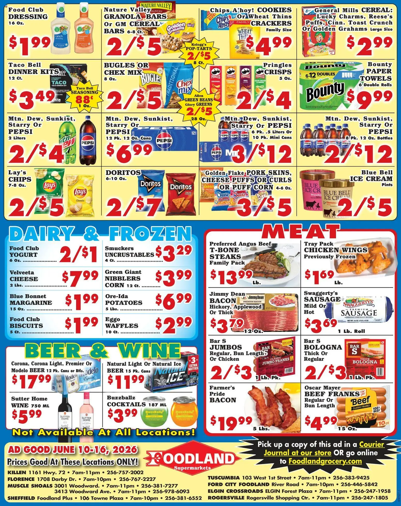Foodland Weekly Ad - Supermarkets - valid from 10.06.2026 | Page: 2 | Products: Cheese, Beer, Chips, Ice cream