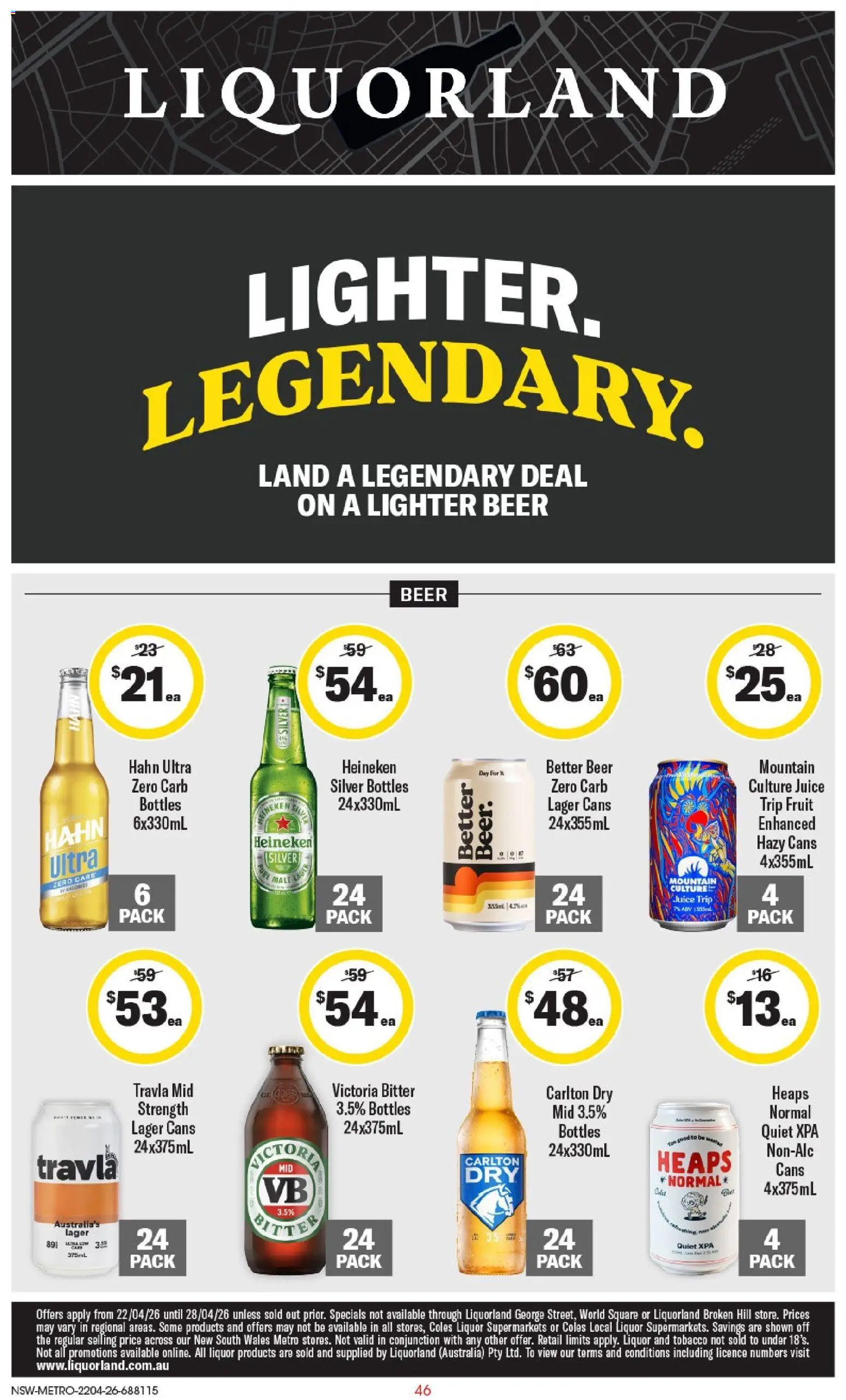 Coles catalogue - valid from 22.04.2026 | Page: 46 | Products: Juice, Beer, Case
