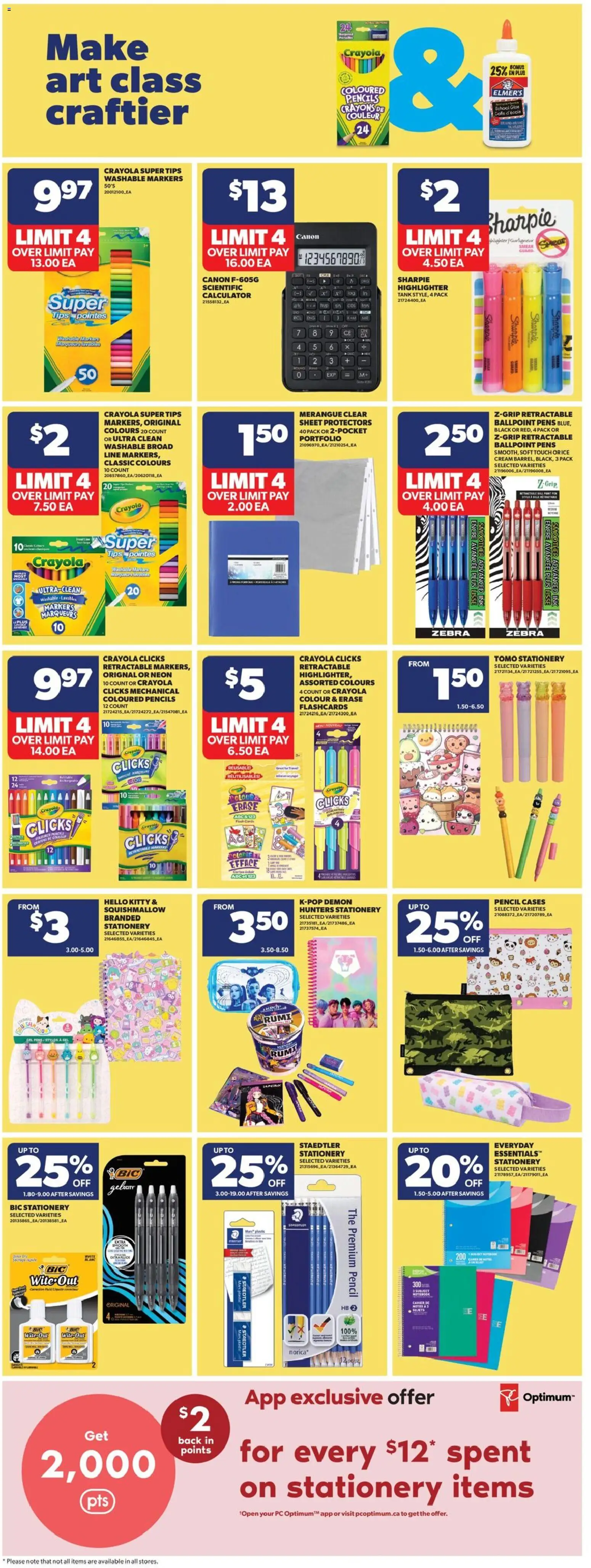 Real Canadian Superstore flyer valid from Aug 13, 2026 | Page: 24 | Products: Cream, PC, Calculator, Highlighter