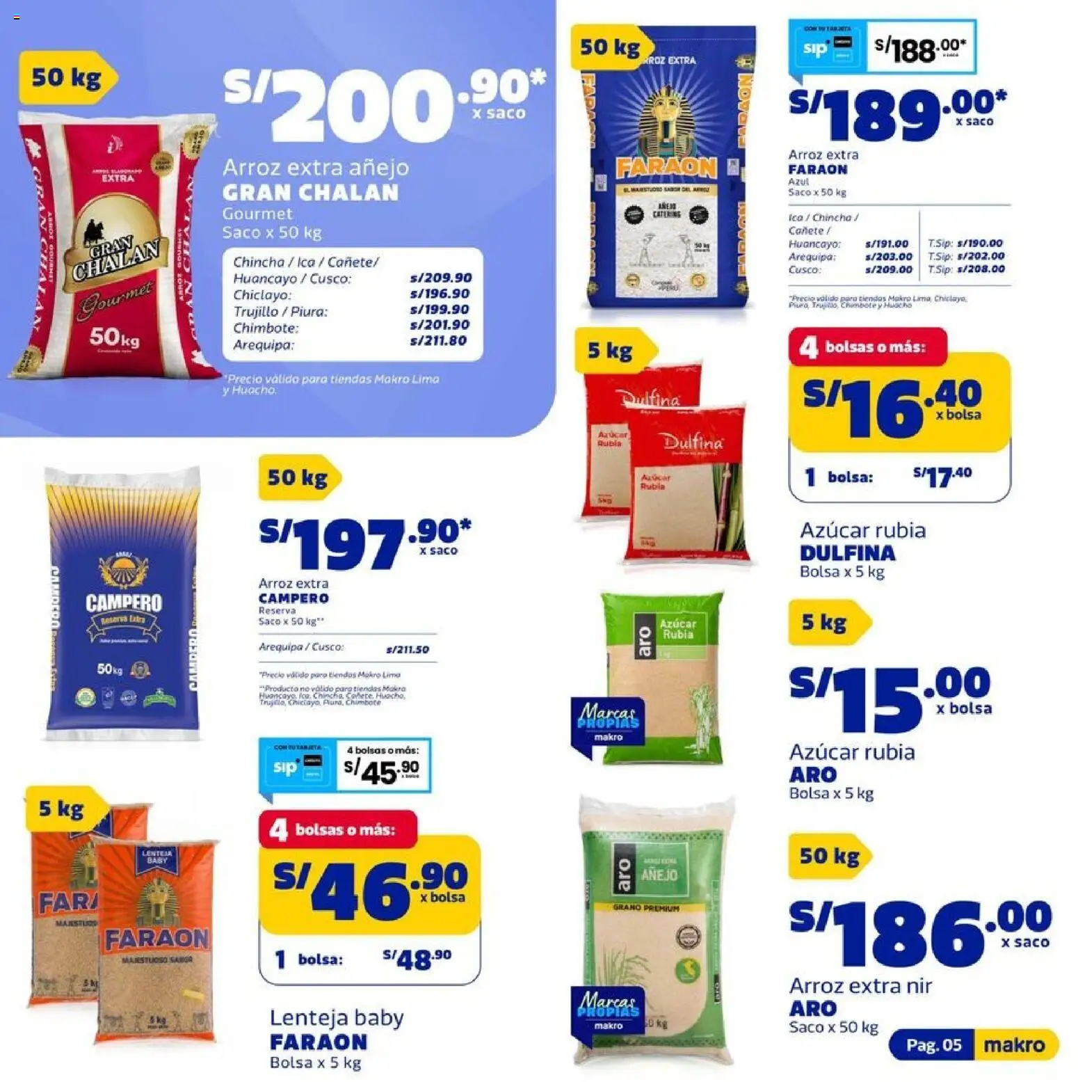 Catálogo Makro válido desde 13/08/2026 | Página: 5 | Productos: Chal, Bolsa, Lima, Azúcar