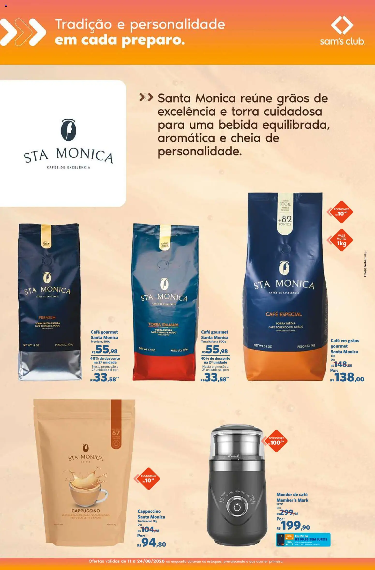Sam's Club Folheto - válido de 11/08/2026 | Página: 4 | Produtos: Moedor, Cappuccino, Café, Café em grãos