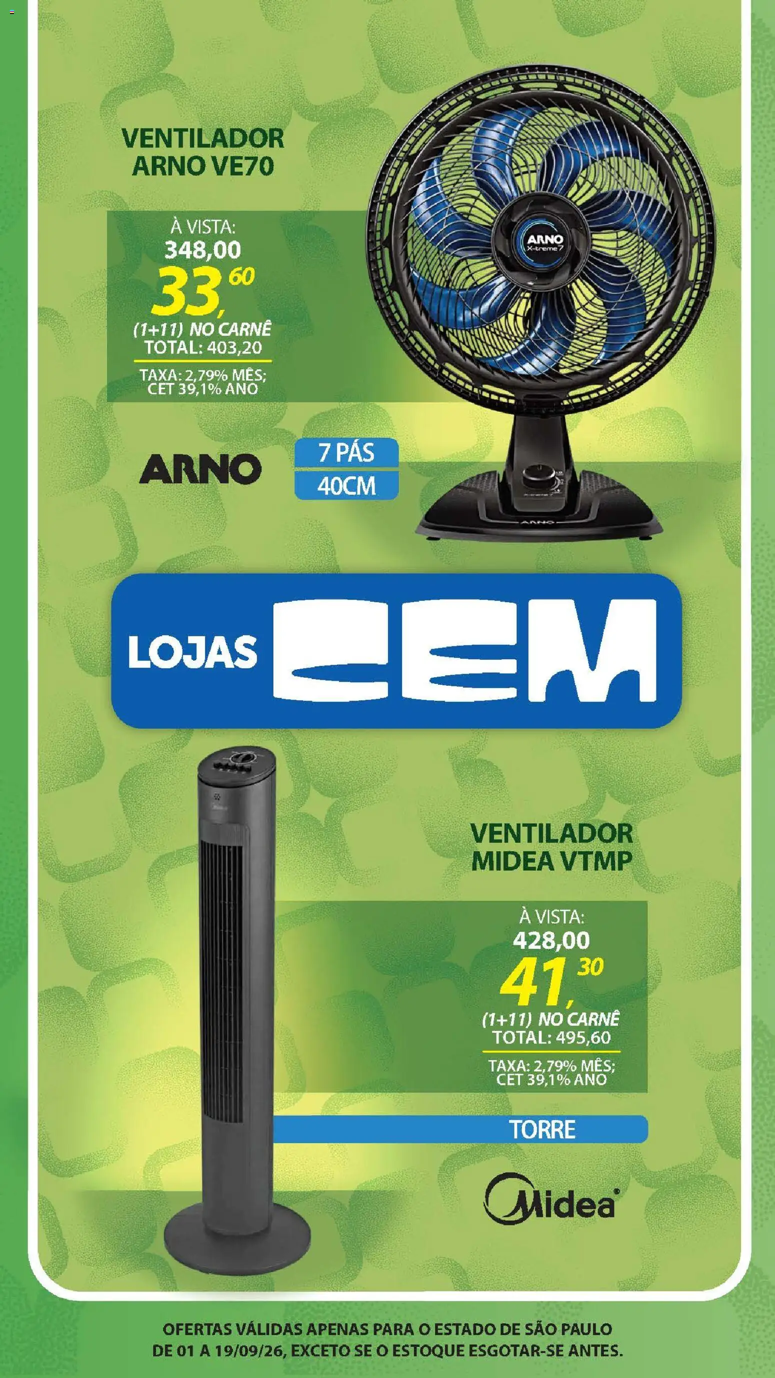 Lojas Cem Folheto - válido de 01/09/2026 | Página: 125 | Produtos: Ventilador, Carne
