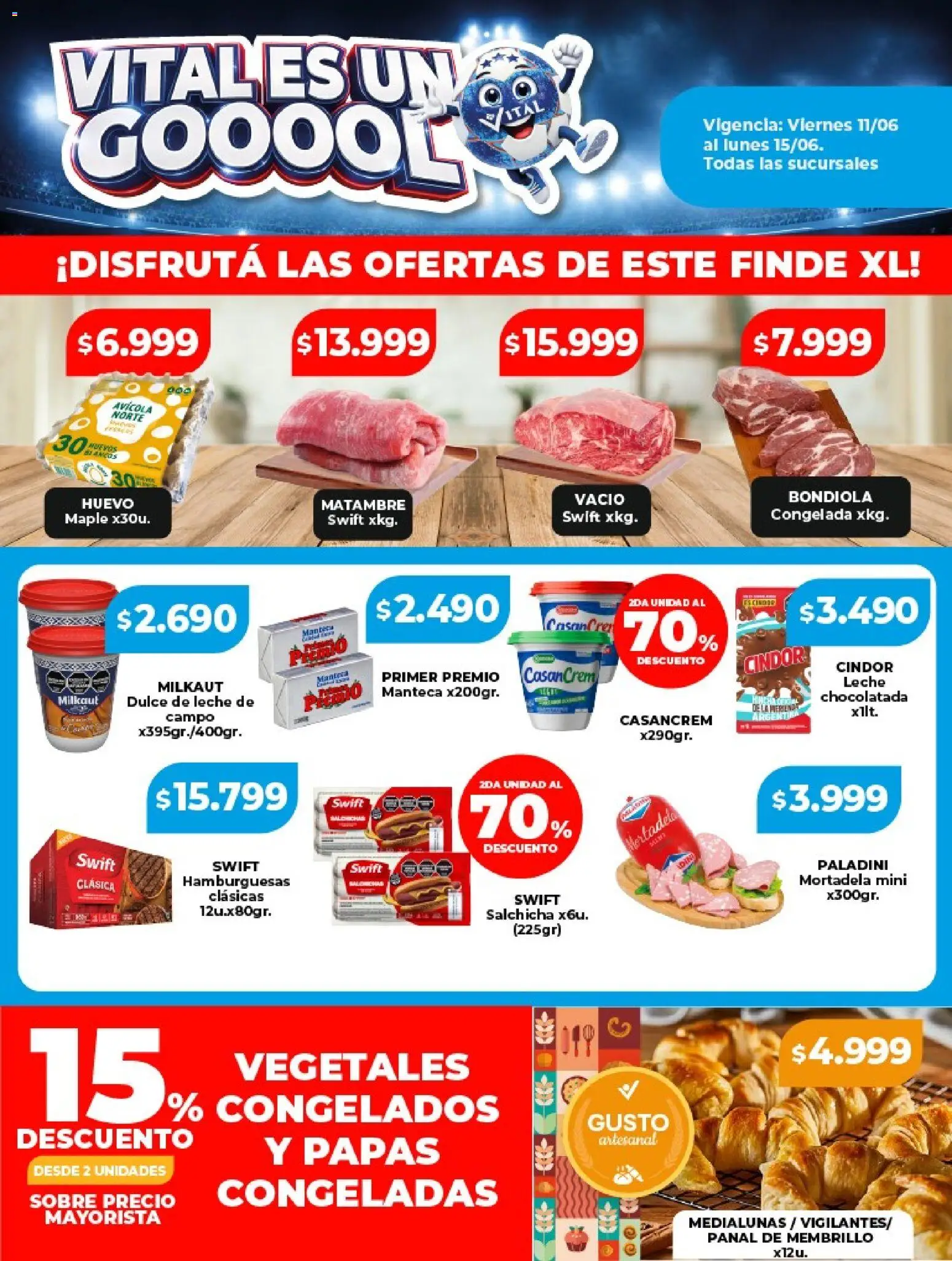 Vital - Ofertas fin │ válido desde el 12.06.2026 | Página: 2 | Productos: Mortadela, Dulce de leche, Salchicha, Leche
