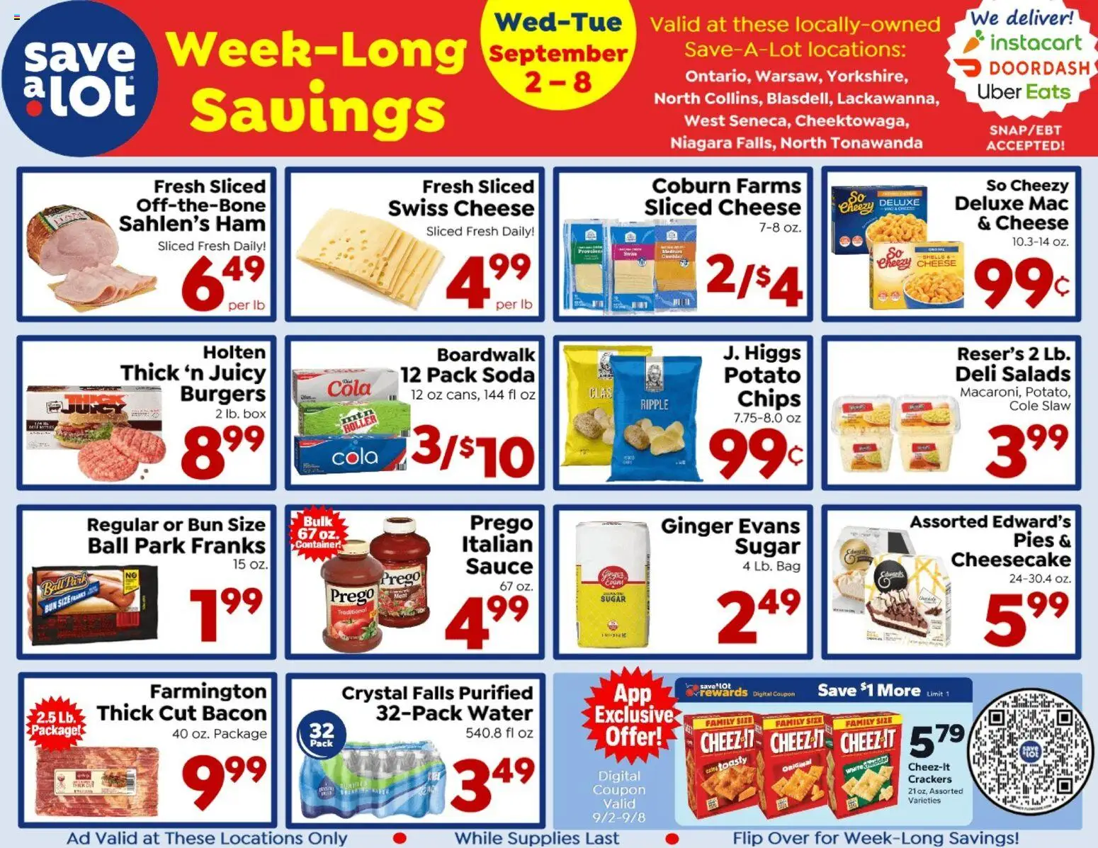 Save a Lot Ad - valid from 09/02/2026 | Page: 1 | Products: Sliced cheese, Crackers, Cheese, Water